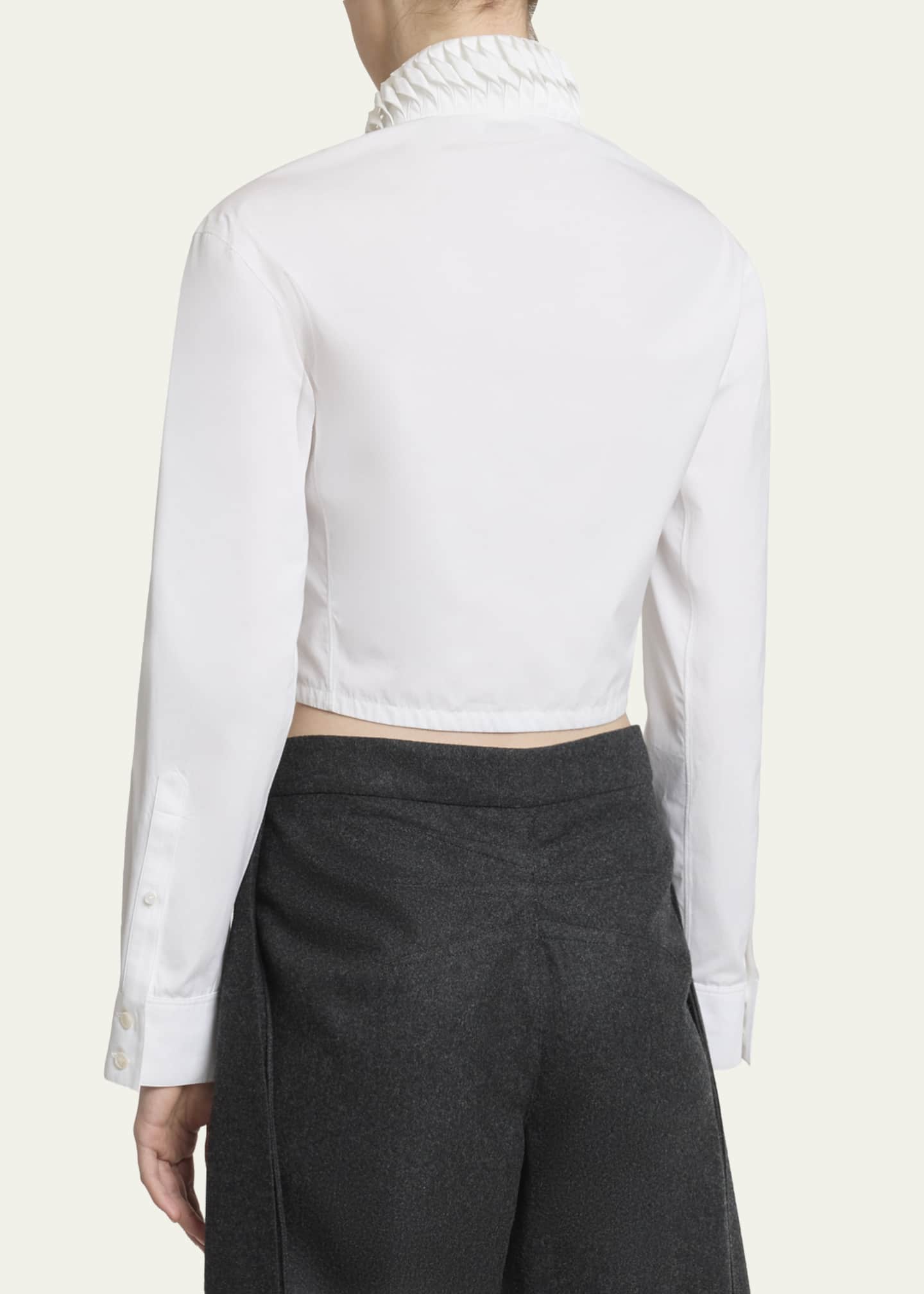 ALAIA Trimmed Collar Crop Button-Down Shirt - Bergdorf Goodman