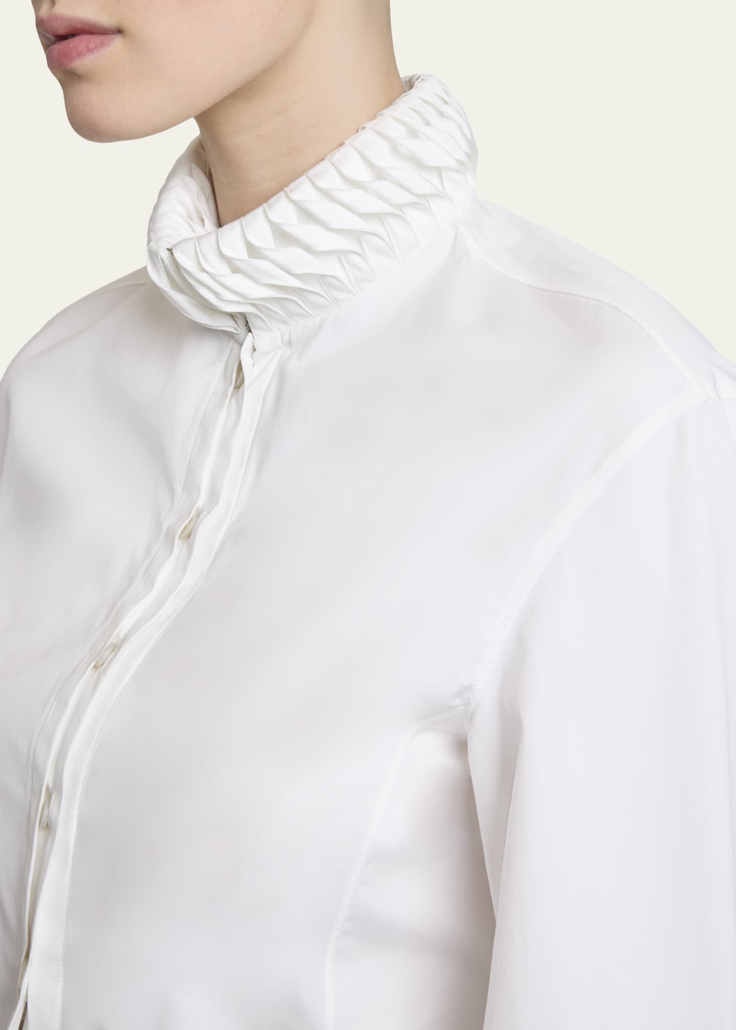 ALAIA Trimmed Collar Crop Button-Down Shirt - Bergdorf Goodman