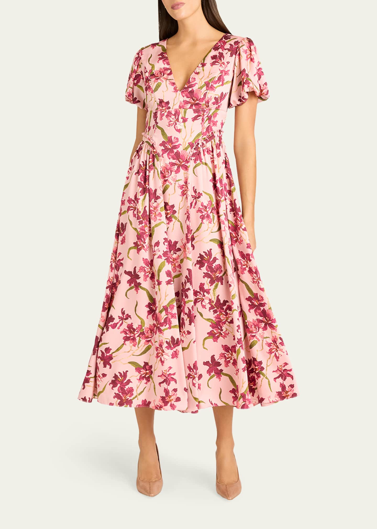 Cinq  Sept Trailing Hibiscus Midi Dress - Blush Petal Multi - 4