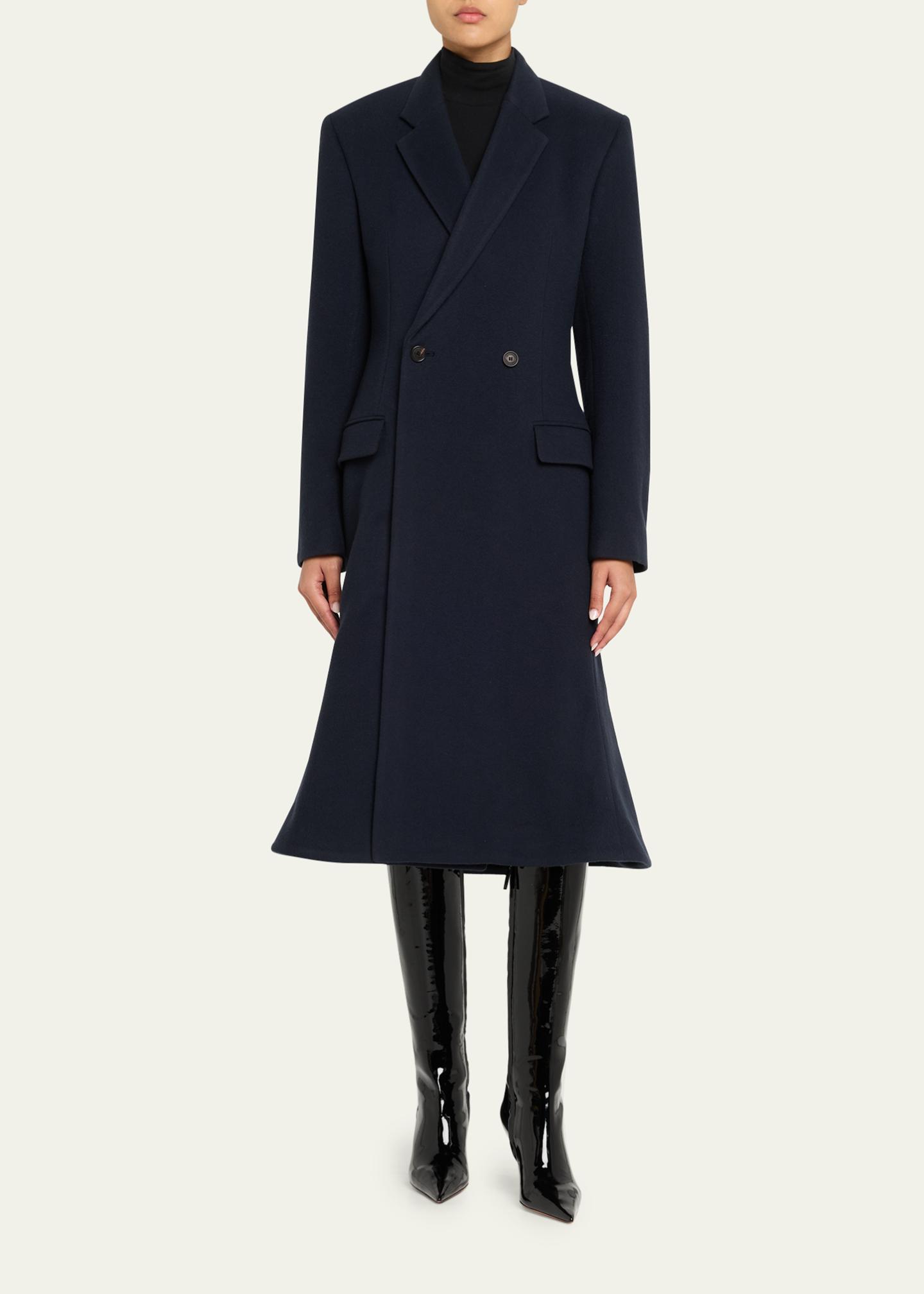 BALENCIAGA ブラック ダブルブレストコート 34 Balenciaga Double-Breasted Godet Midi Overcoat - Bergdorf Goodman