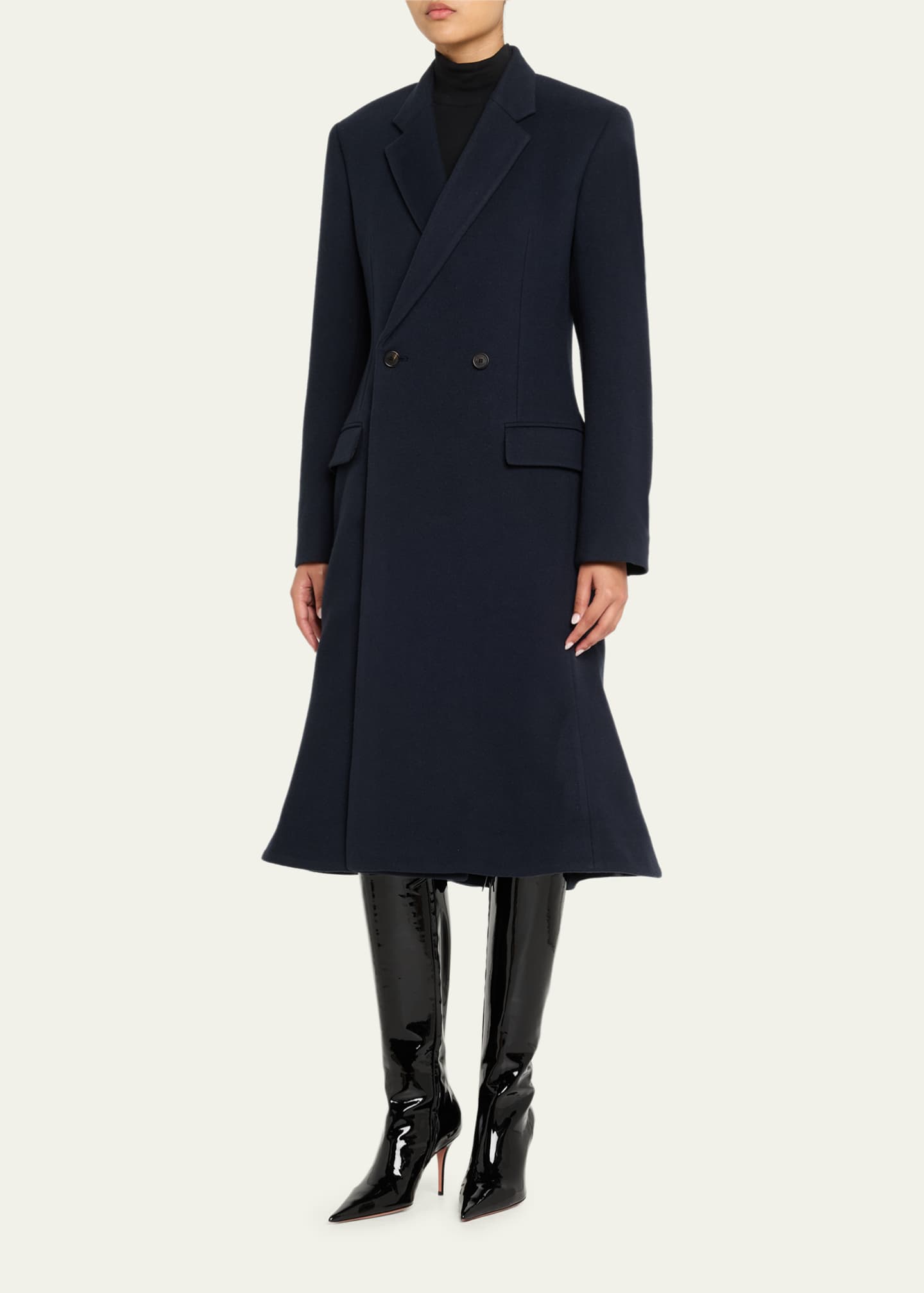 Balenciaga Double-Breasted Godet Midi Overcoat - Bergdorf Goodman