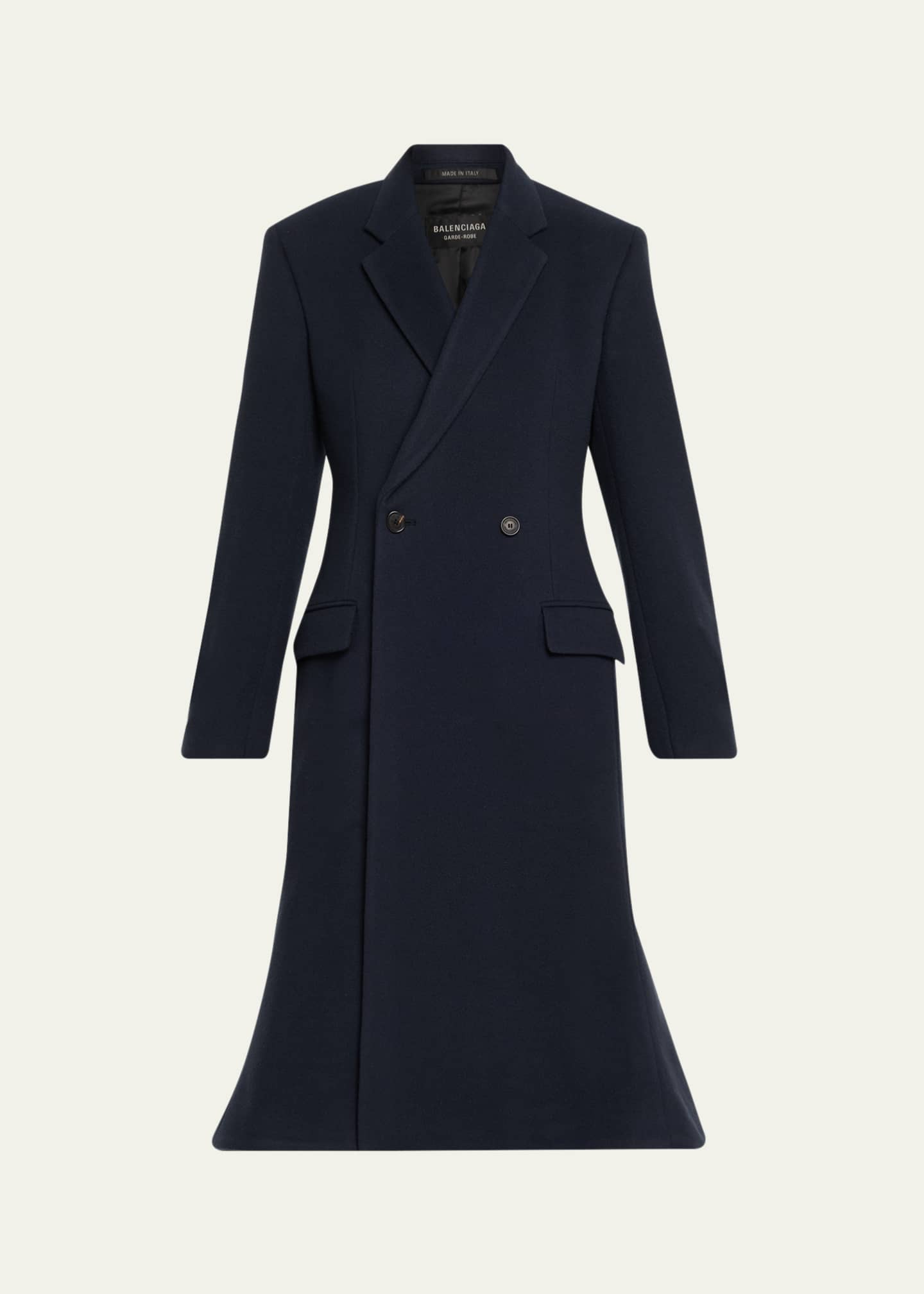 BALENCIAGA ブラック ダブルブレストコート 34 Balenciaga Double-Breasted Godet Midi Overcoat - Bergdorf Goodman