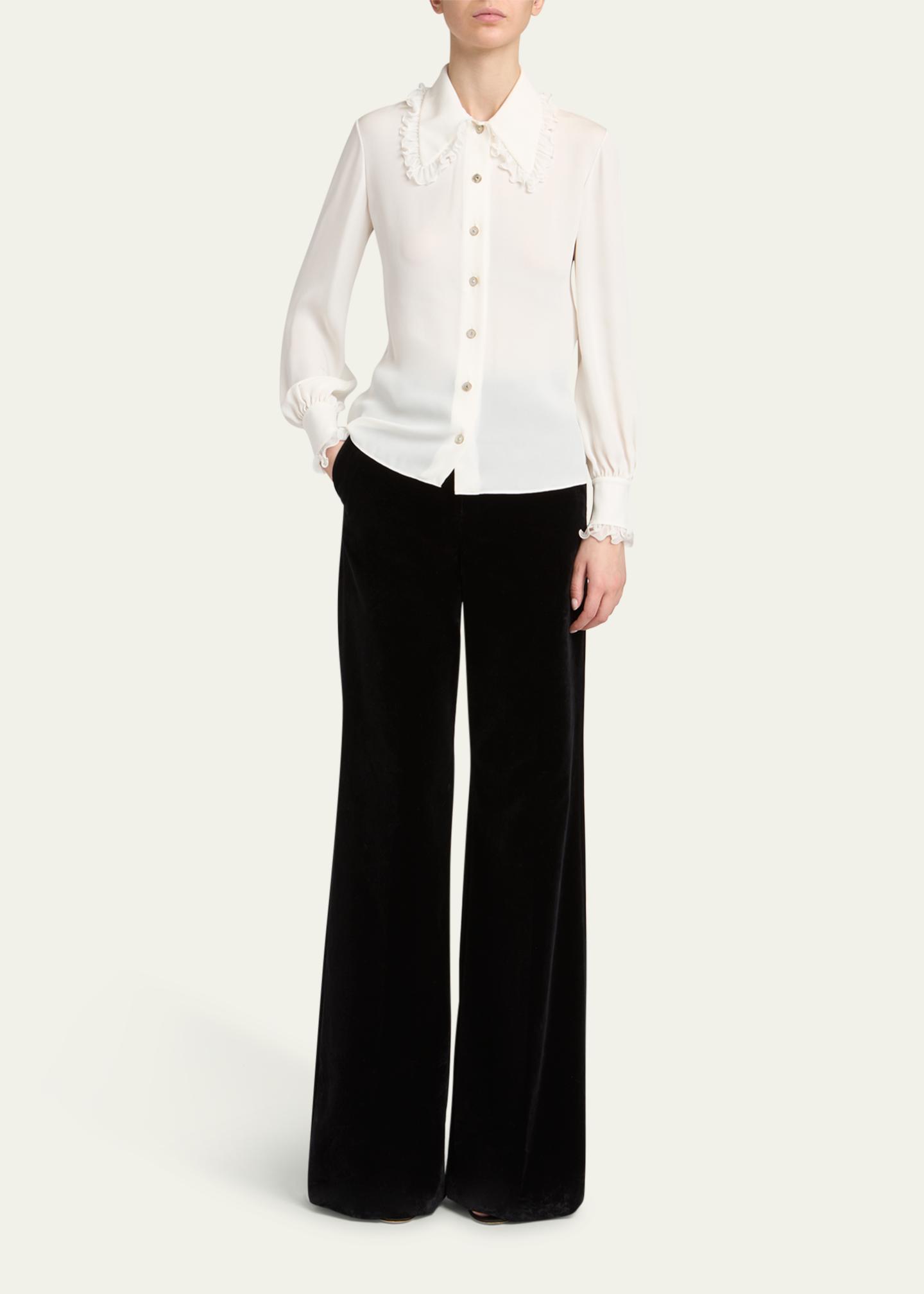 Valentino Garavani Ruffle-Trim Silk Button Blouse - Bergdorf Goodman