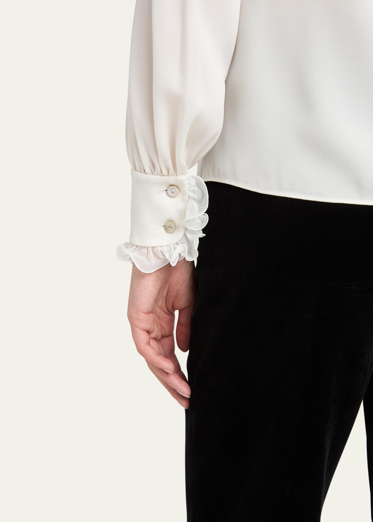 Valentino Garavani Ruffle-Trim Silk Button Blouse - Bergdorf Goodman