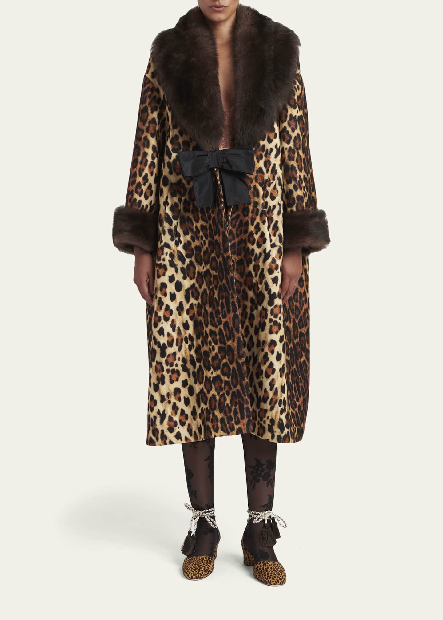 Valentino Garavani Sheep Shearling-Trim Leopard-Print Wool