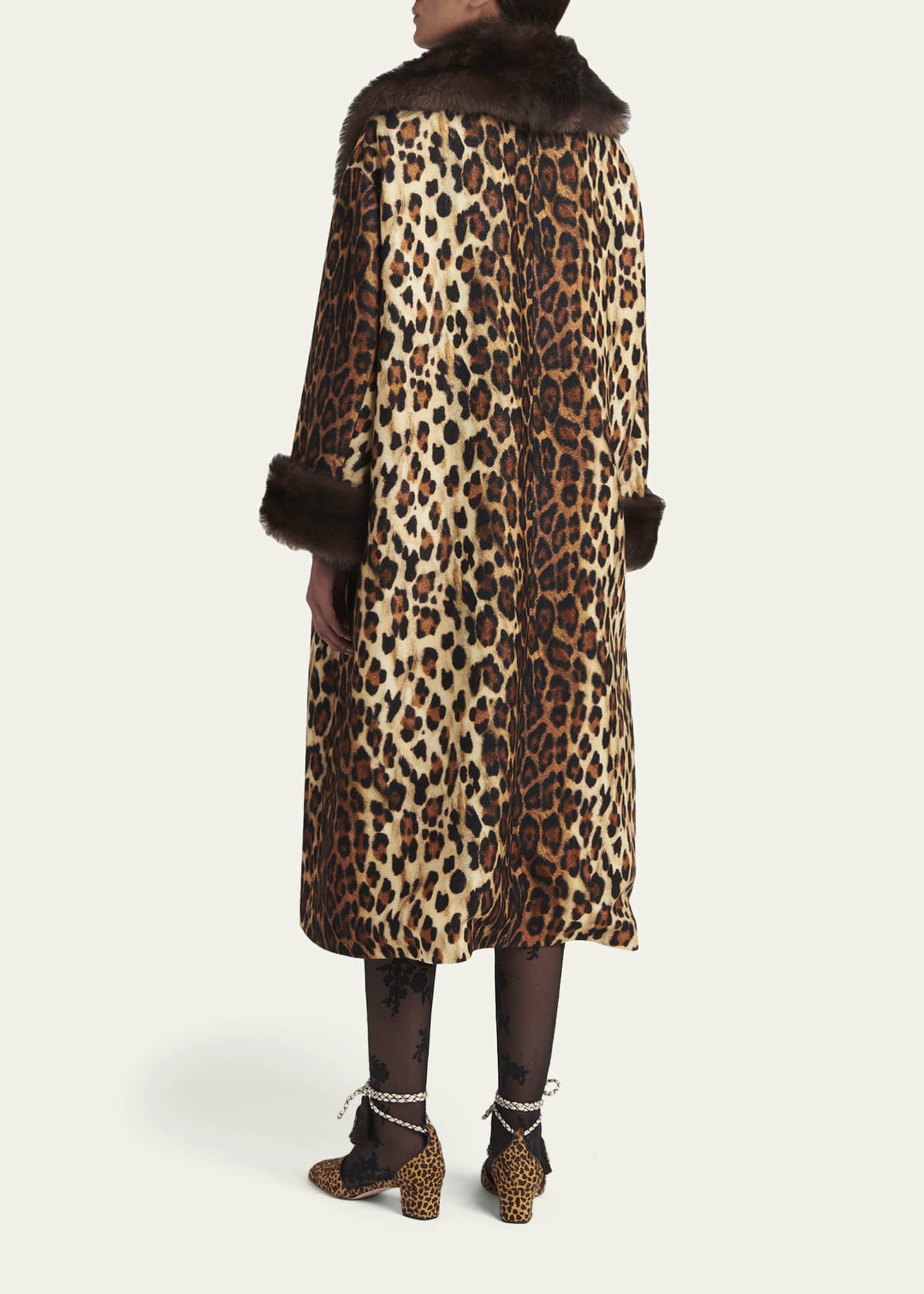 Valentino Garavani Sheep Shearling-Trim Leopard-Print Wool