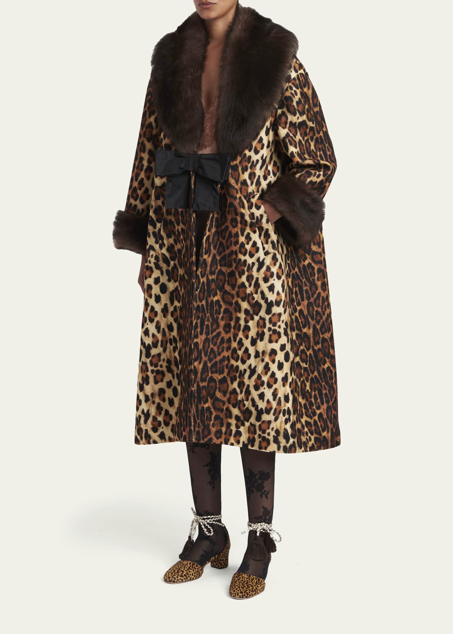 Valentino Garavani Sheep Shearling-Trim Leopard-Print Wool