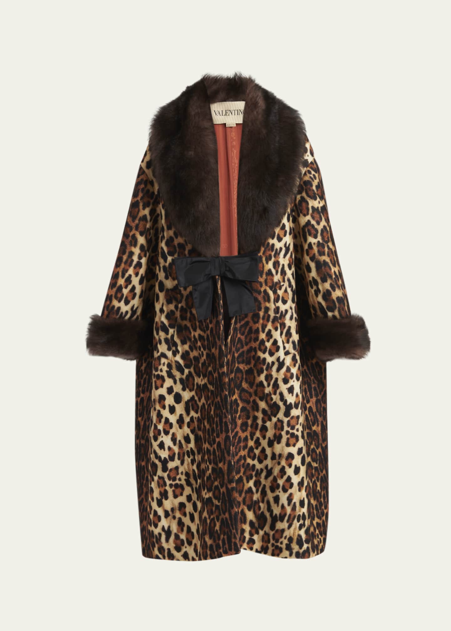 Valentino Garavani Sheep Shearling-Trim Leopard-Print Wool