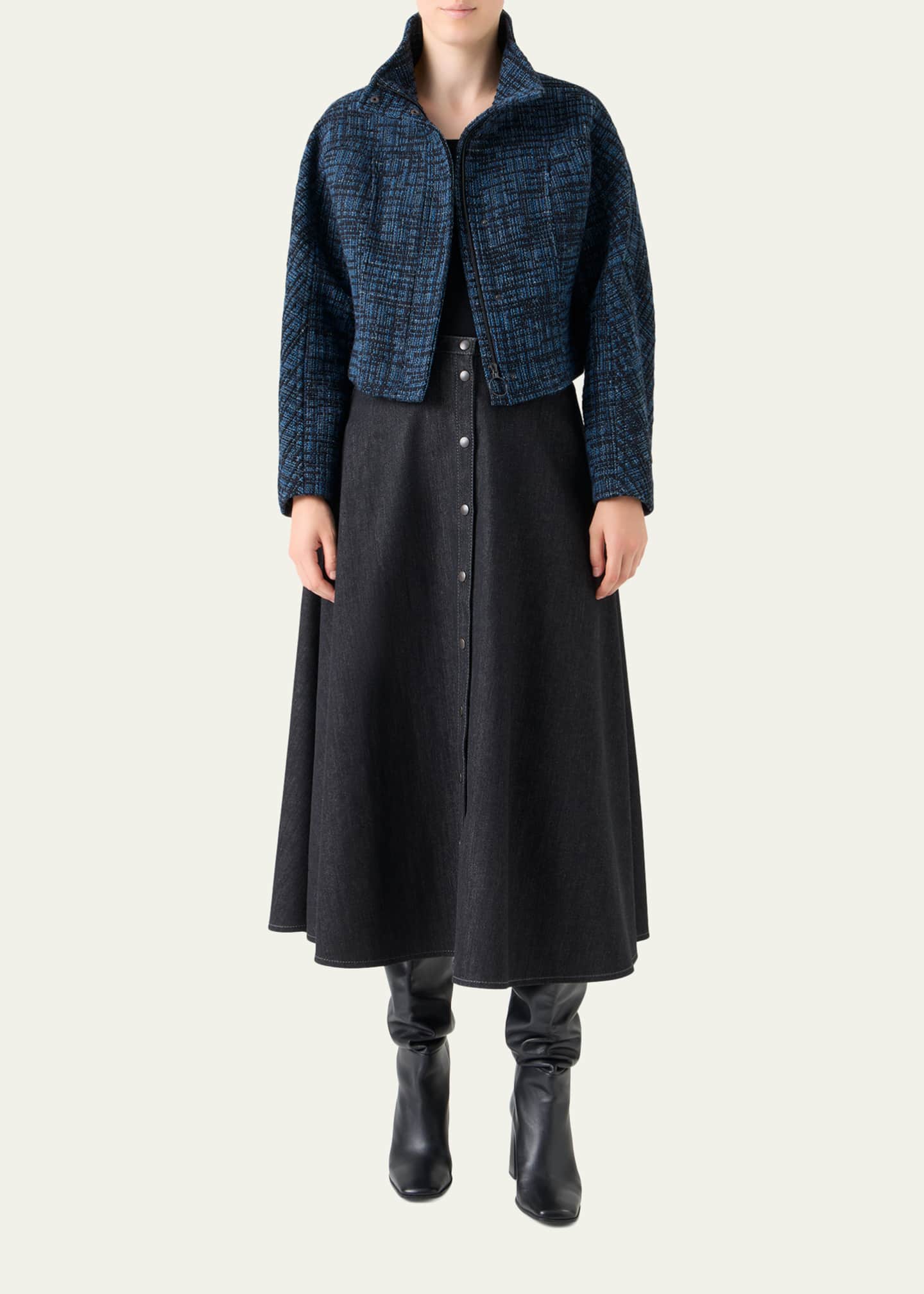 Akris punto Raw Denim Tweed Zip Jacket - Bergdorf Goodman