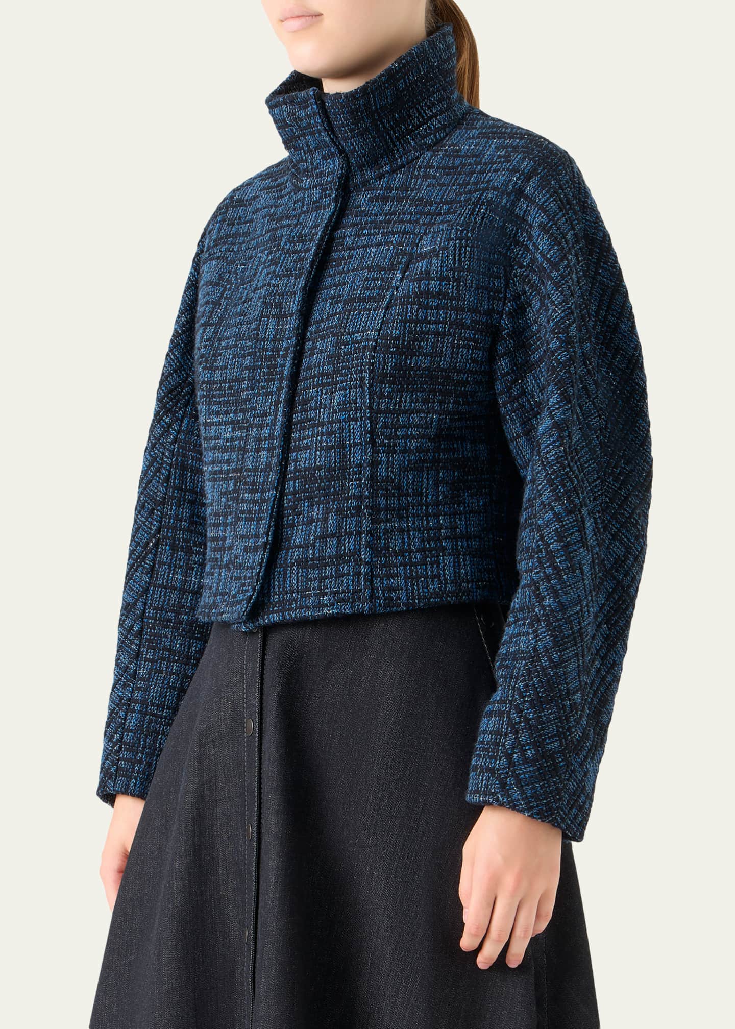 Akris punto Raw Denim Tweed Zip Jacket - Bergdorf Goodman