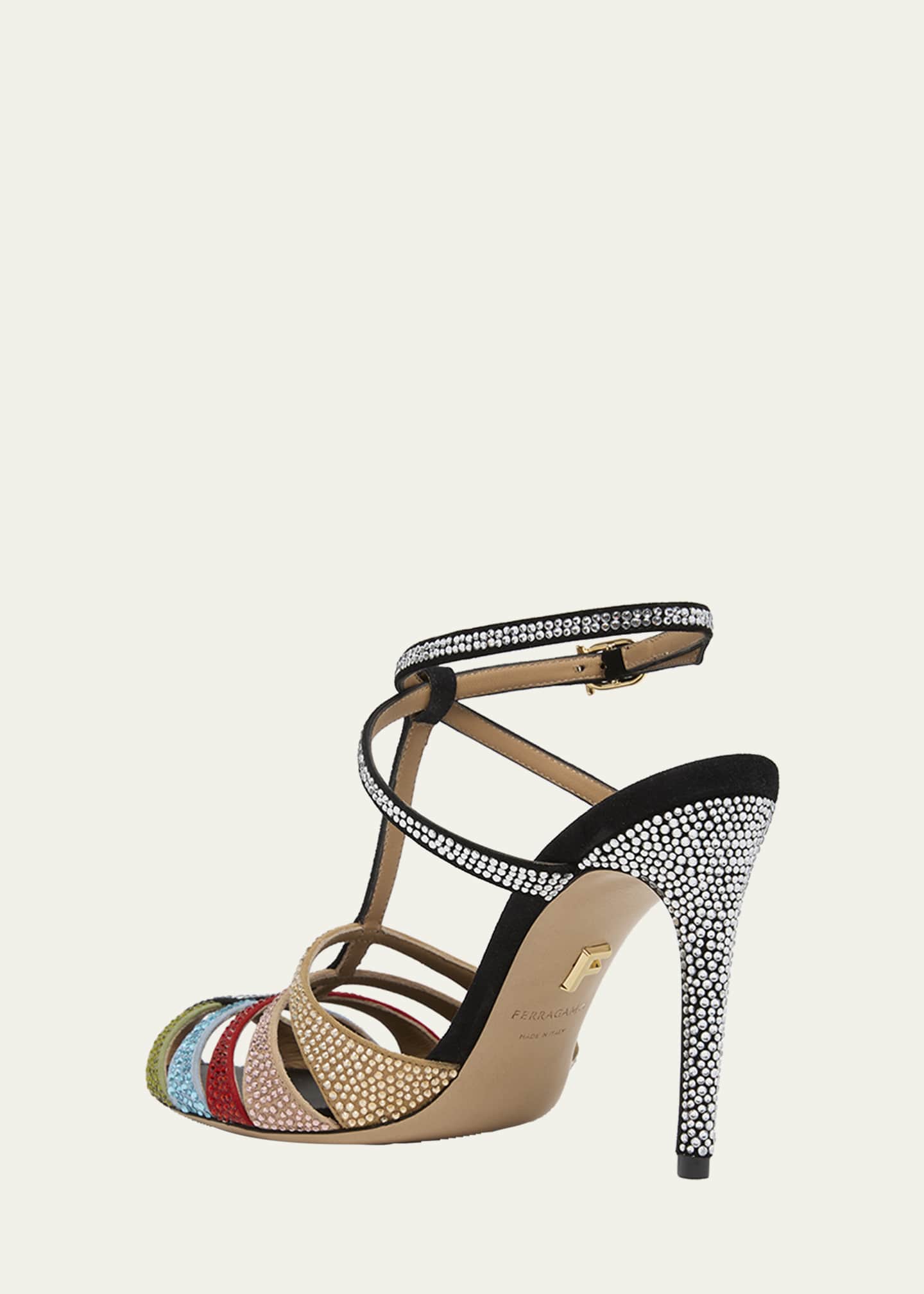 Ferragamo 95mm Lipa Rainbow Embellished Suede Pumps - Bergdorf Goodman