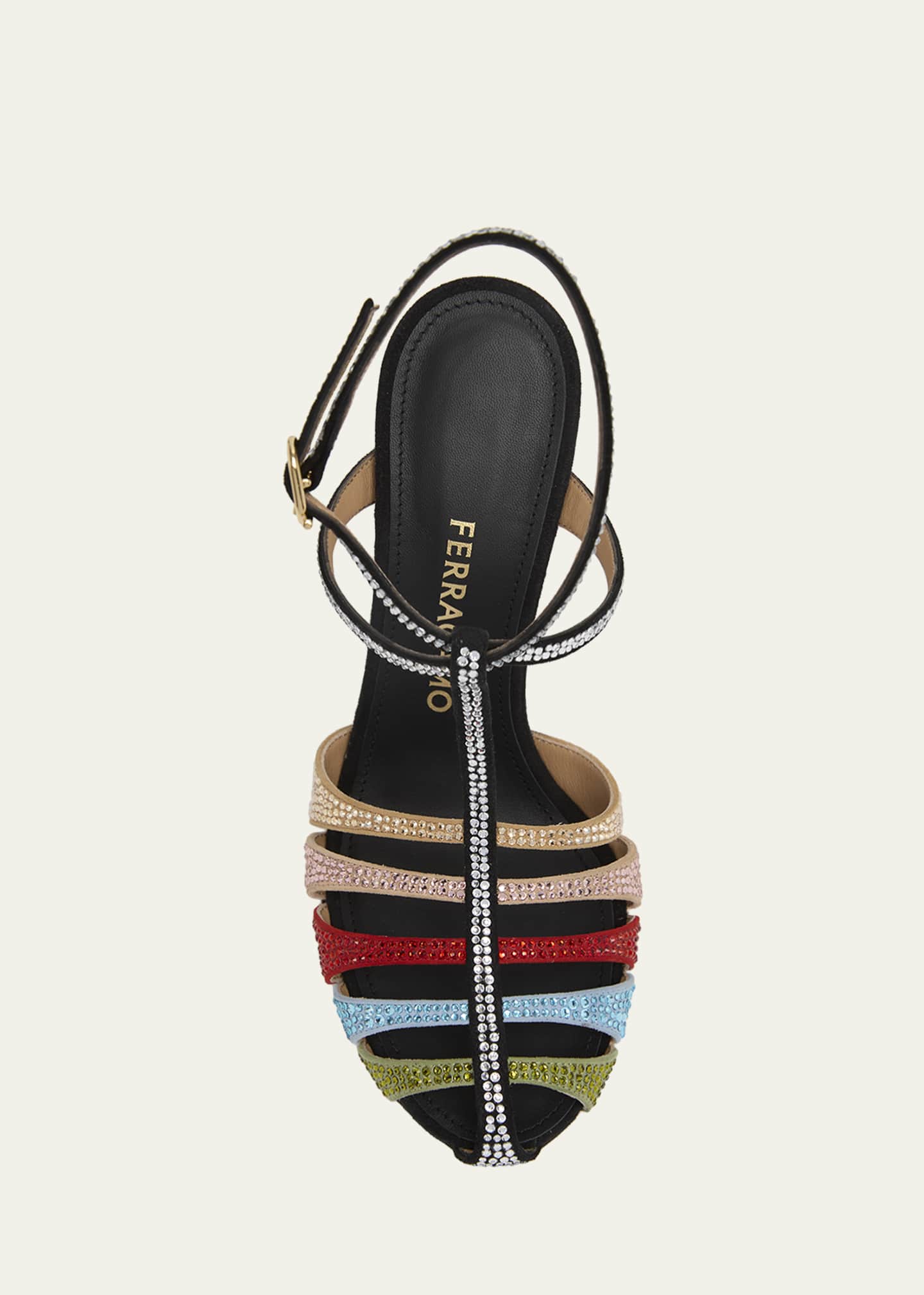 Ferragamo 95mm Lipa Rainbow Embellished Suede Pumps - Bergdorf Goodman