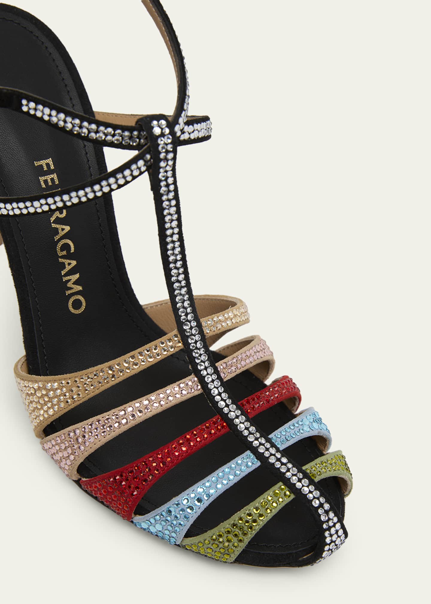 Ferragamo 95mm Lipa Rainbow Embellished Suede Pumps - Bergdorf Goodman