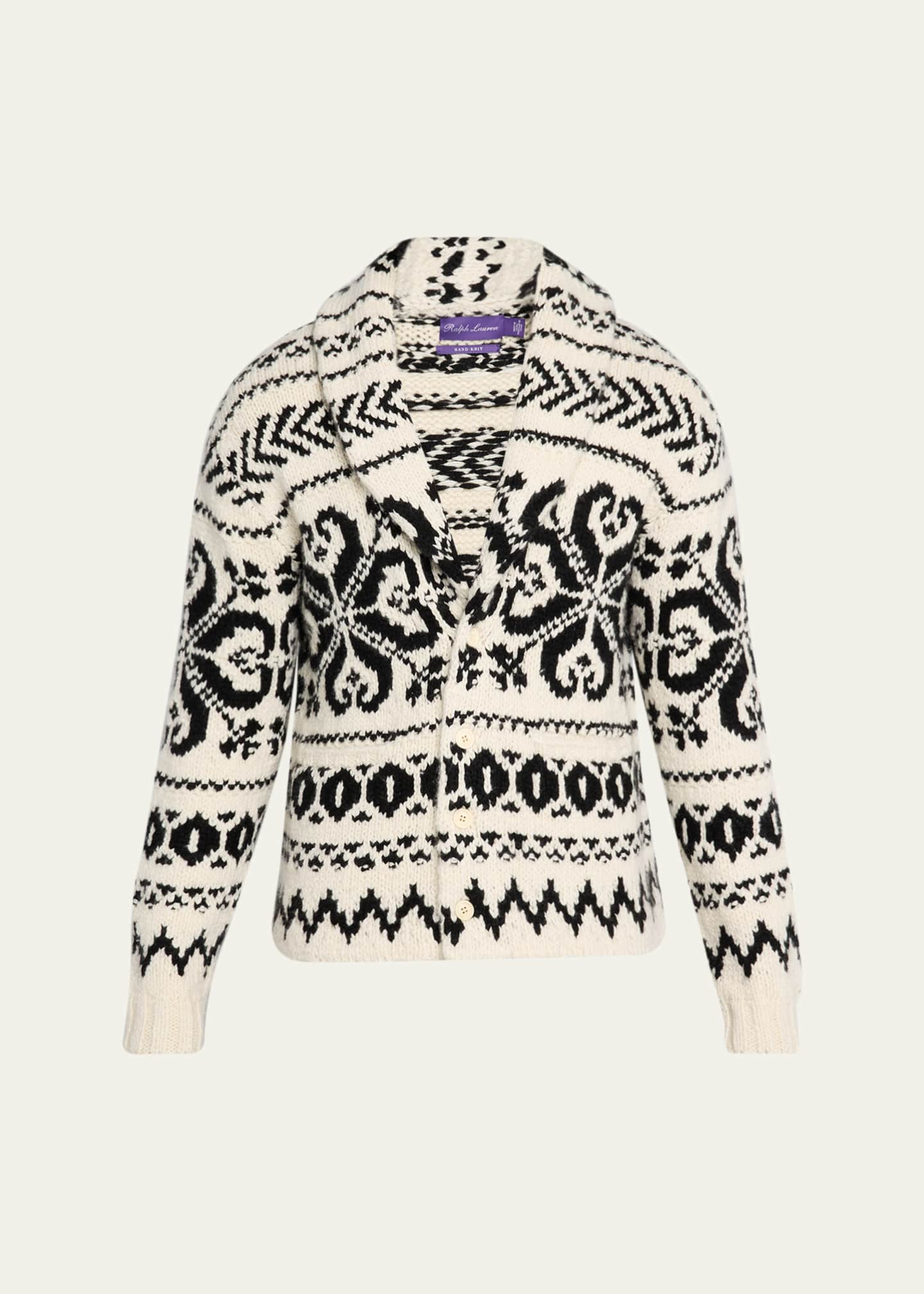 Ralph Lauren Purple Label Men's Cashmere Intarsia Fair Isle Shawl