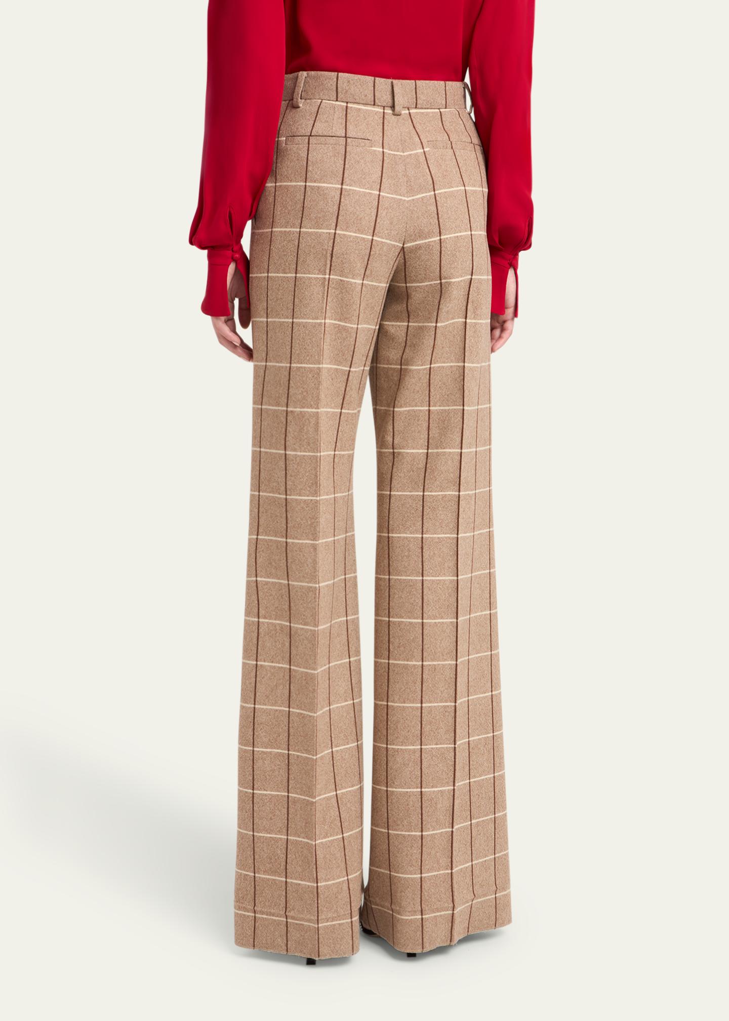 Valentino Garavani Check Wool Wide-Leg Pants - Bergdorf Goodman