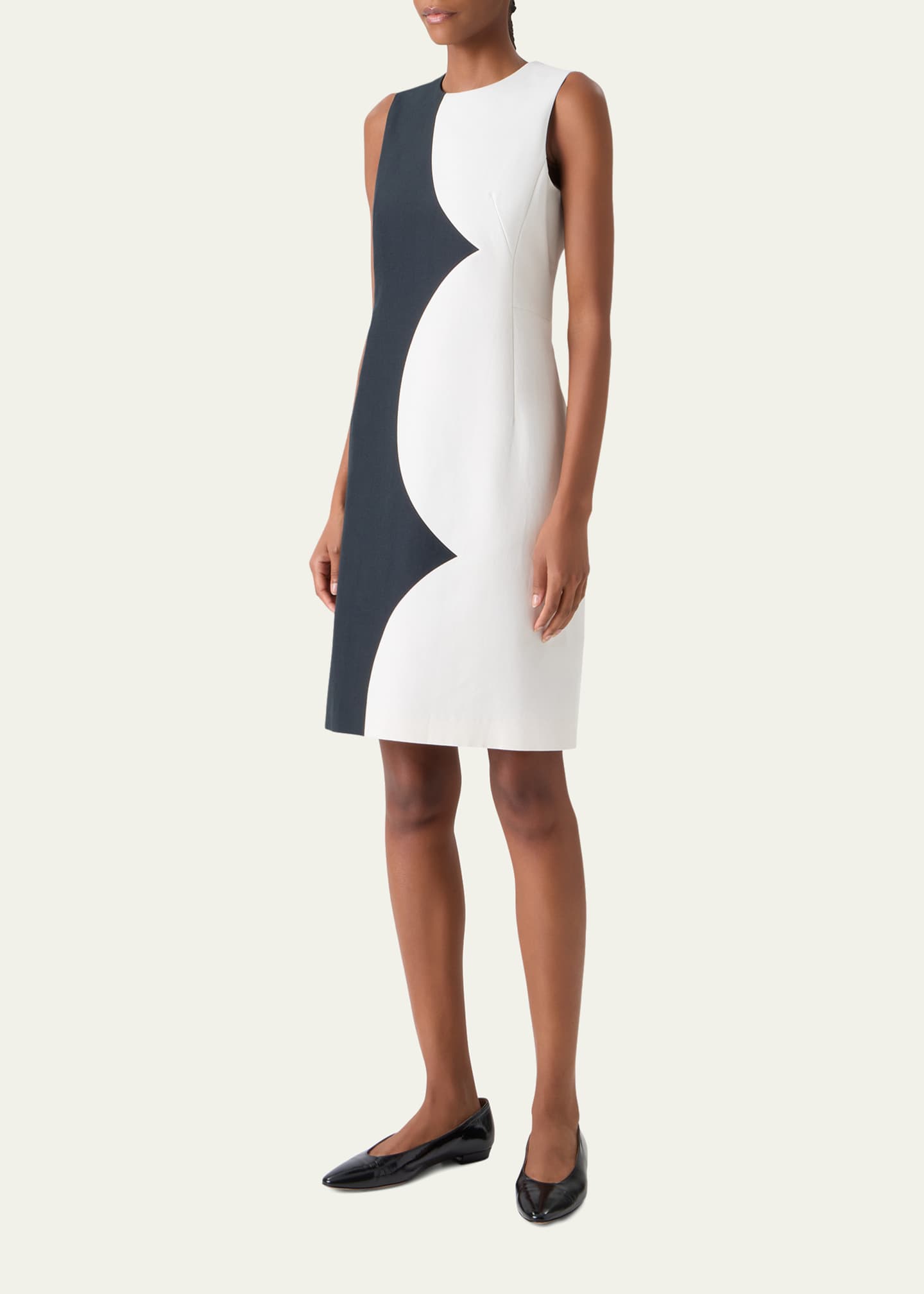 colorblock silk dress Sheath Dress with Cloud Print black-ecru / 12