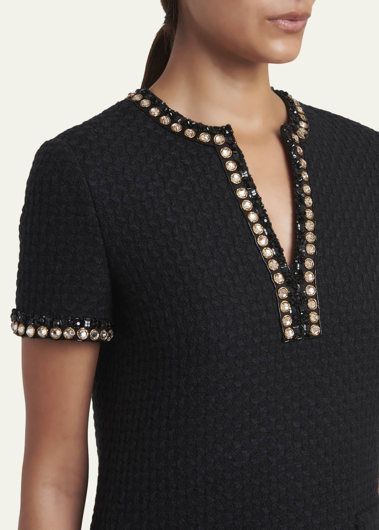 VALENTINOワンピース Valentino Garavani Crystal Jacquard Short-Sleeve Mini Dress