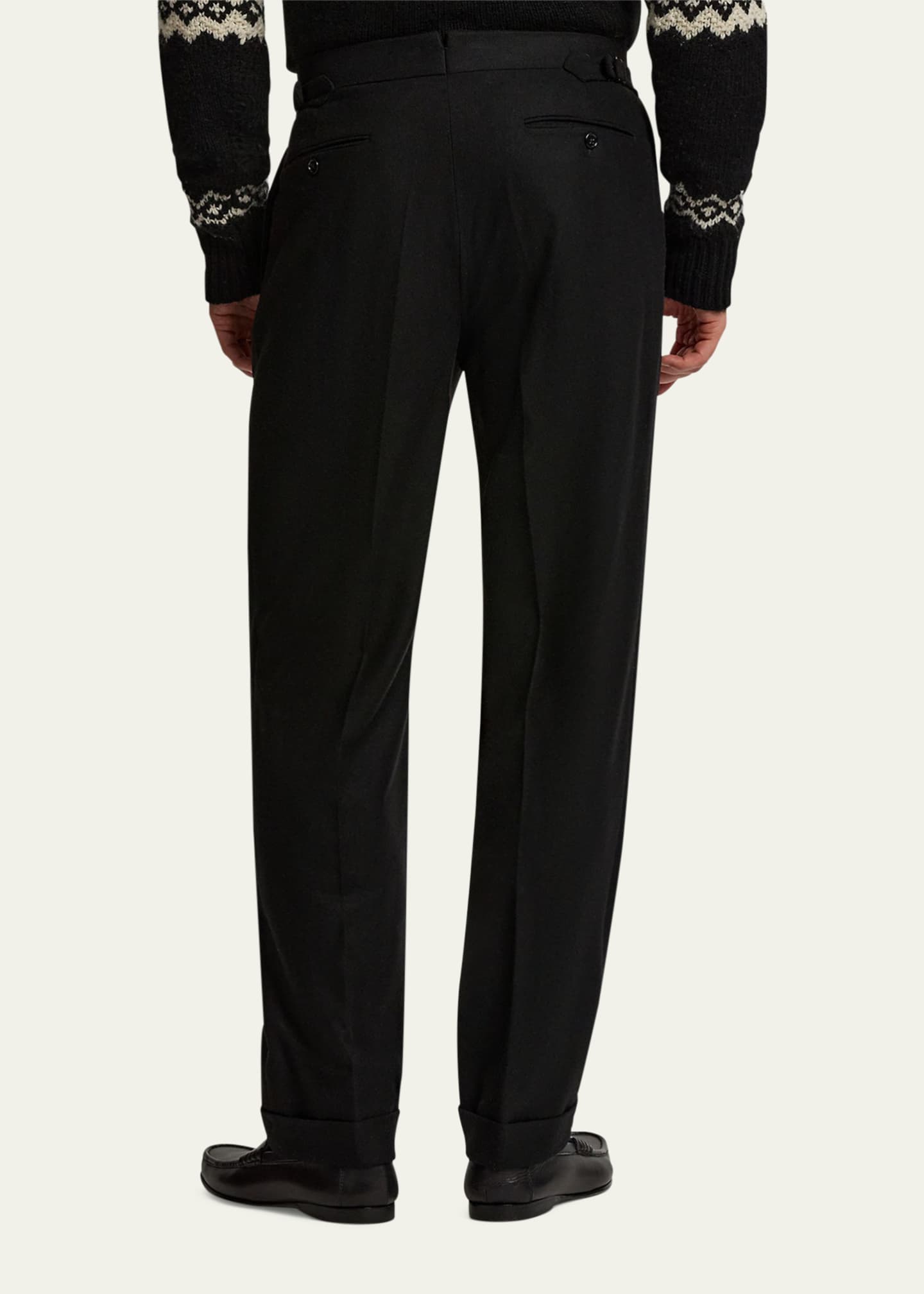 Ralph Lauren Purple Label Men's Wool Flannel Waist-Tab Double