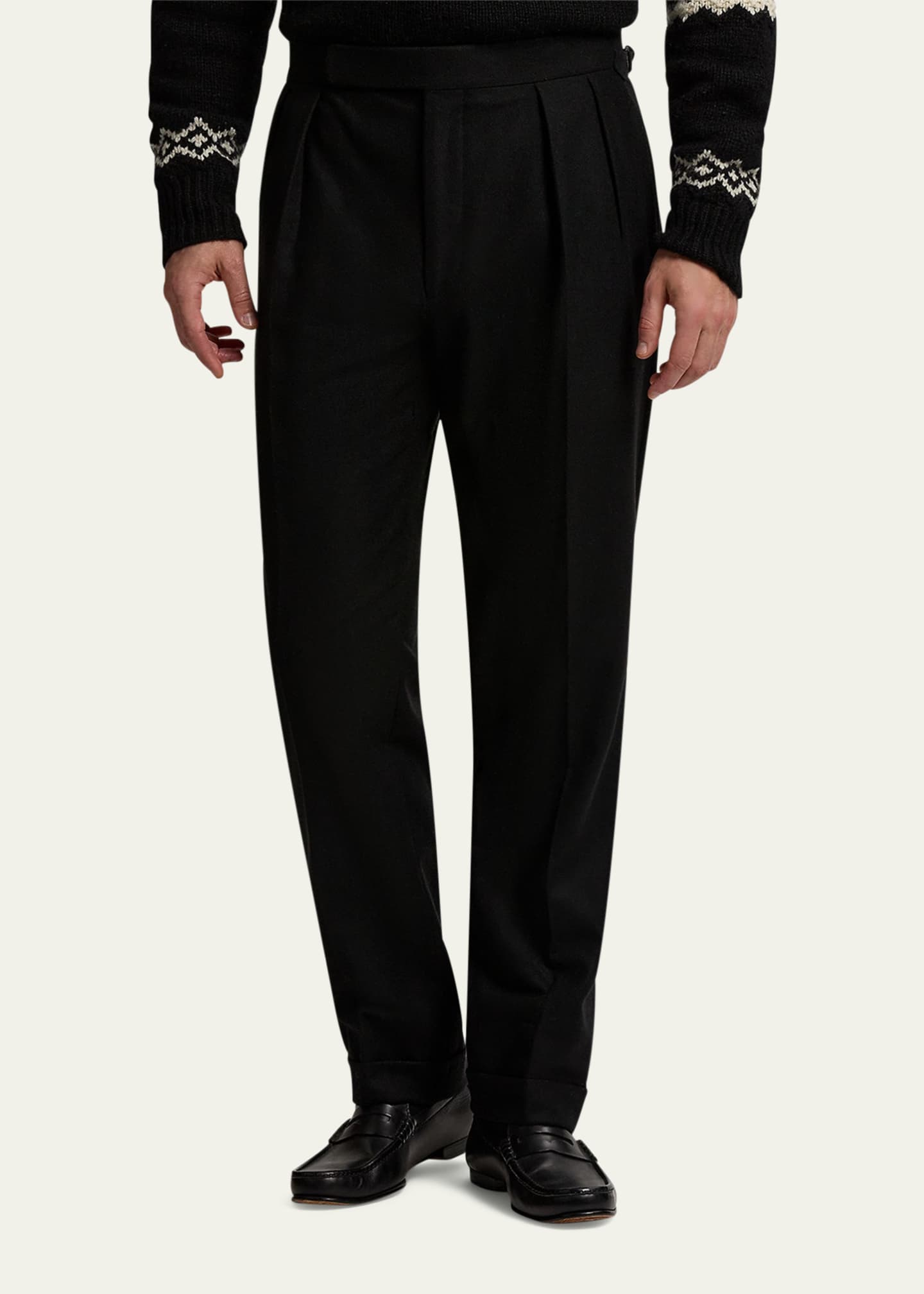 Ralph Lauren Purple Label Men's Wool Flannel Waist-Tab Double