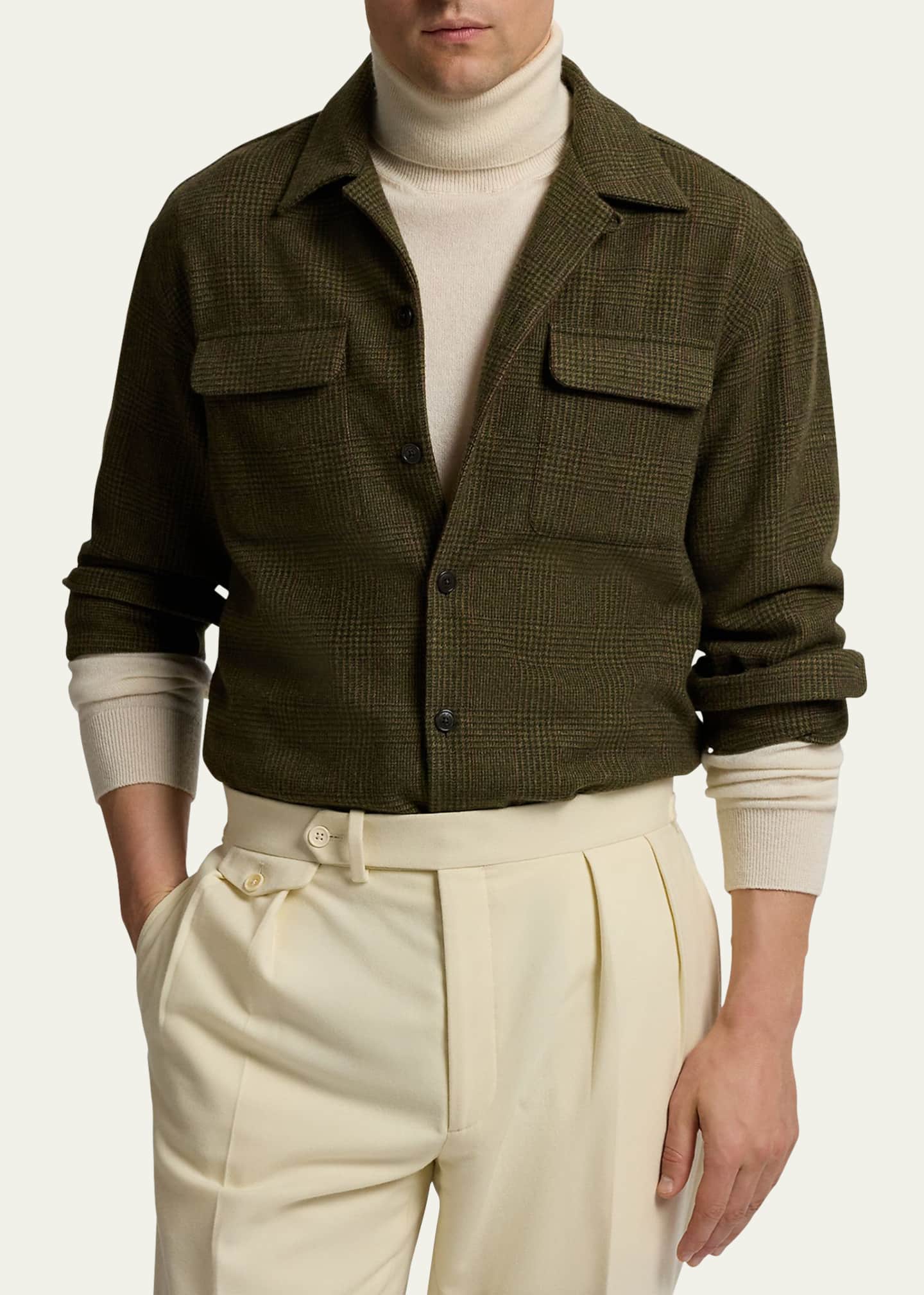 Ralph Lauren Purple Label Men's Cashmere Glen Plaid Overshirt