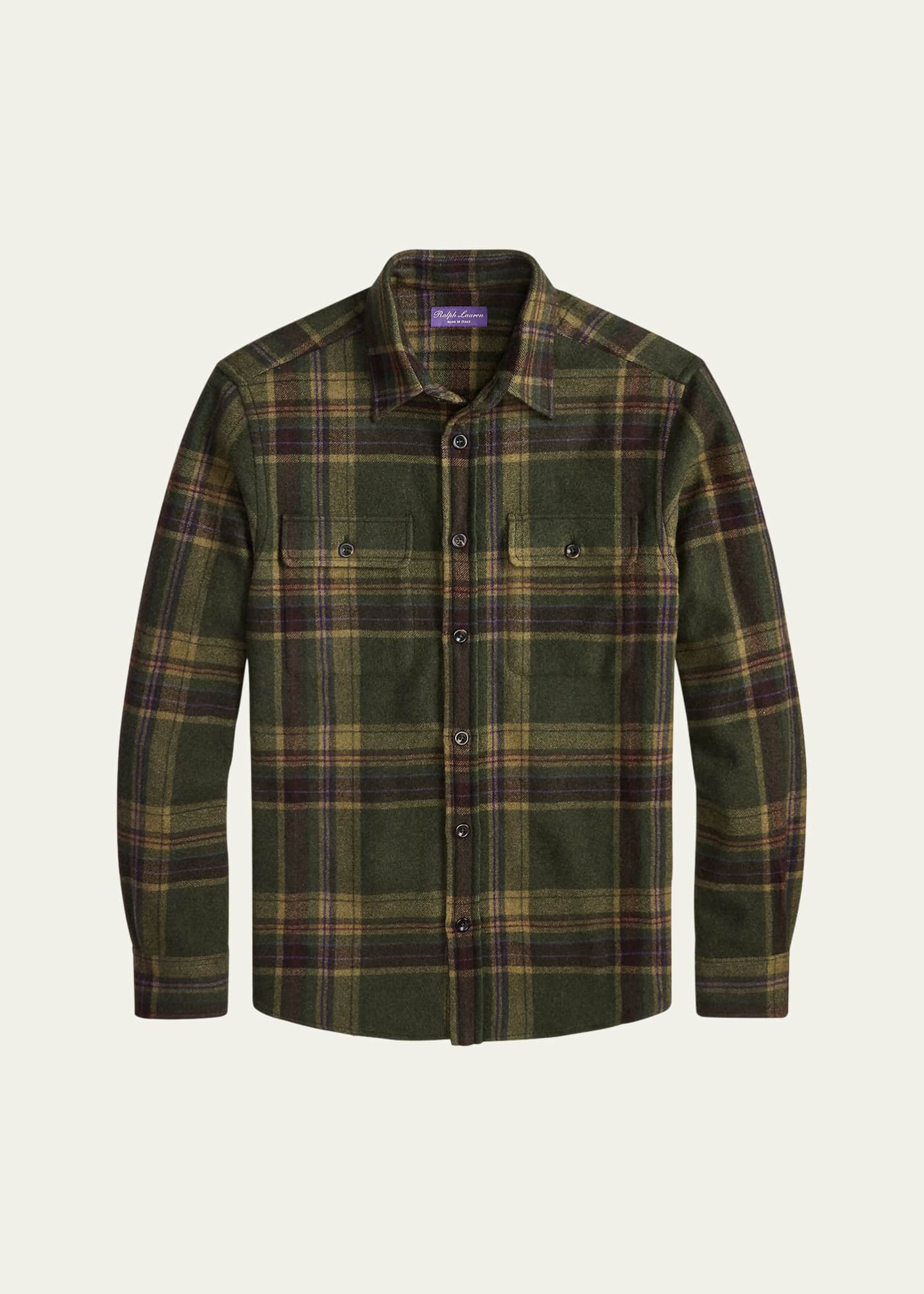 Ralph Lauren Purple Label Men's Cashmere Plaid Overshirt