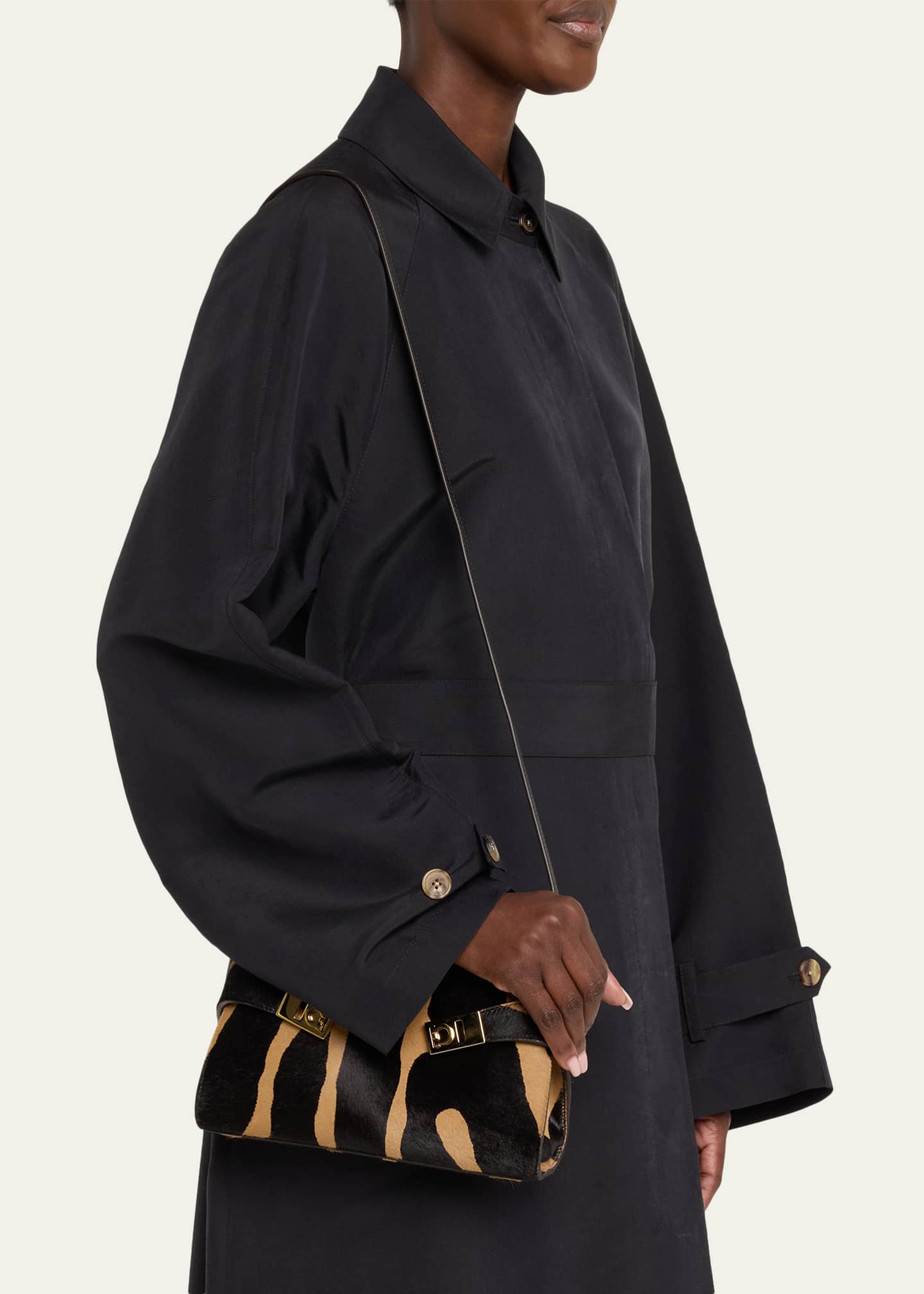 Ferragamo Hug Zebra-Print Calf Hair Shoulder Bag - Bergdorf Goodman