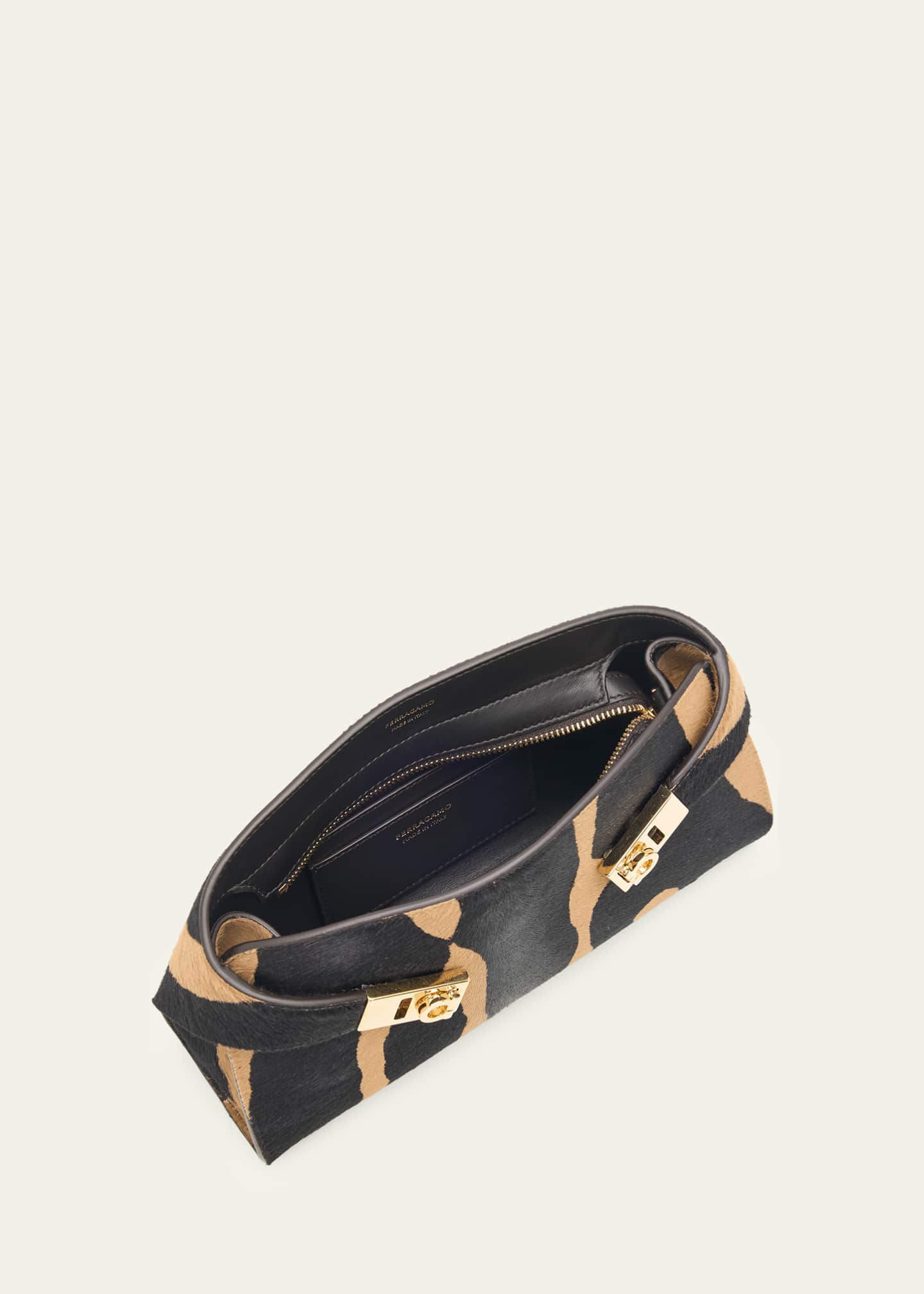 Ferragamo Hug Zebra-Print Calf Hair Shoulder Bag - Bergdorf Goodman