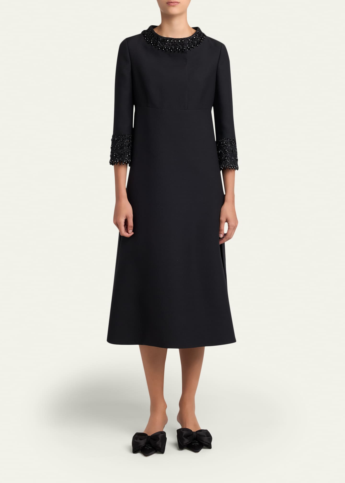 Valentino Garavani Embroidered Wool-Blend Midi Dress - Bergdorf Goodman