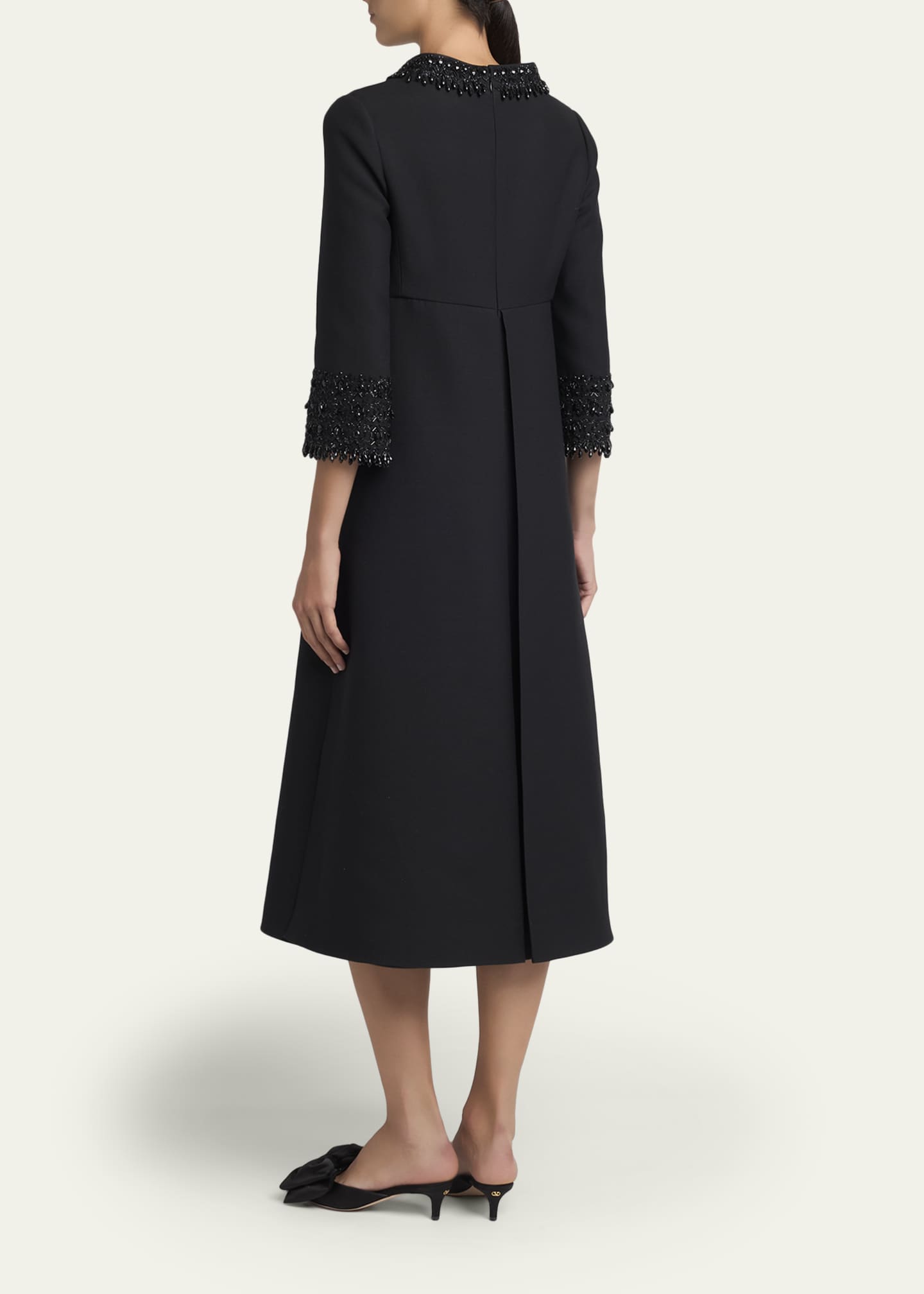 knee length dresses for ladies Women's Edith A-Line Cape Shoulder Wool Blend Midi Dress S/M/L/Customize Black Mean Blvd Black / L main image 1