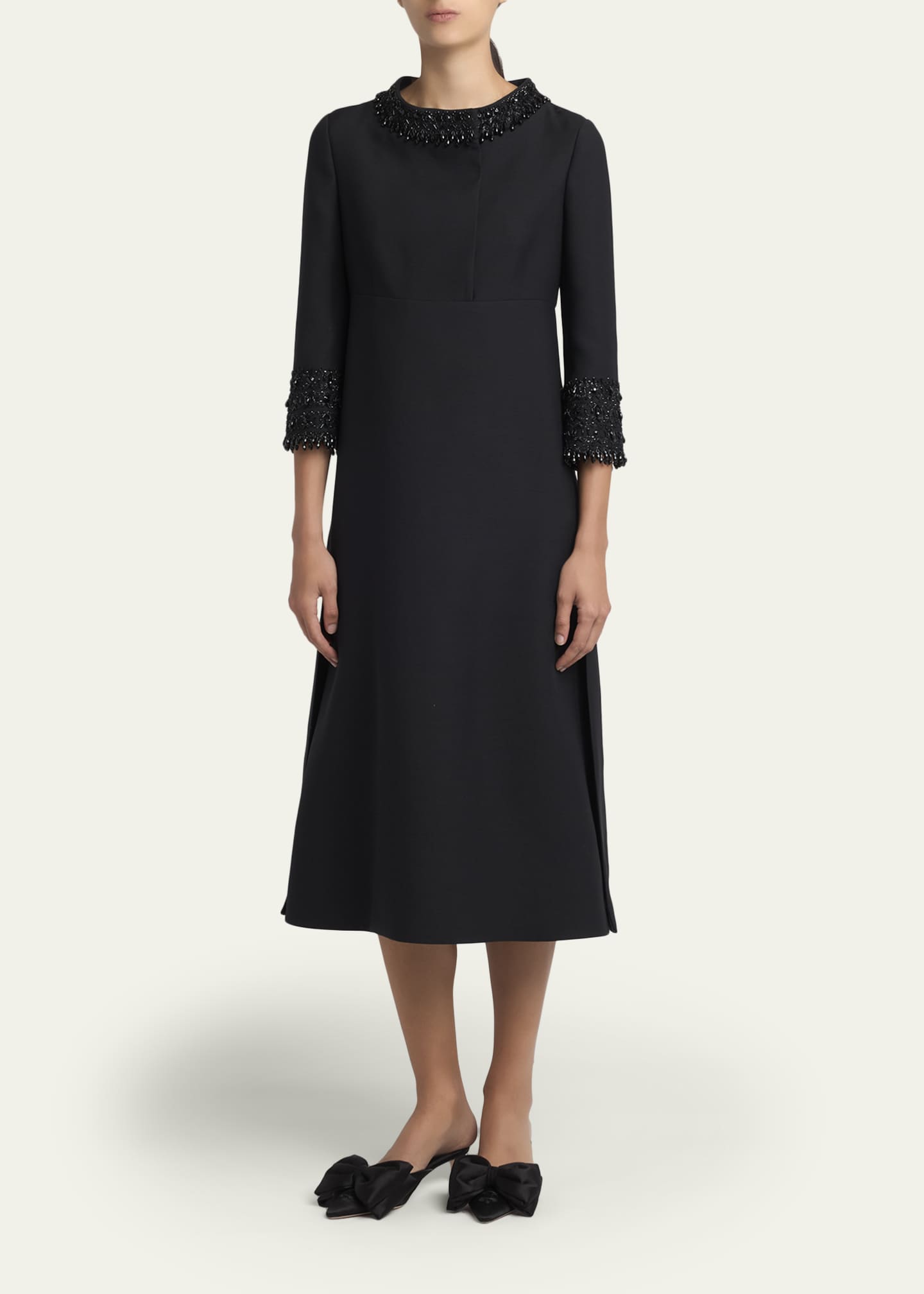 Valentino Garavani Embroidered Wool-Blend Midi Dress - Bergdorf Goodman
