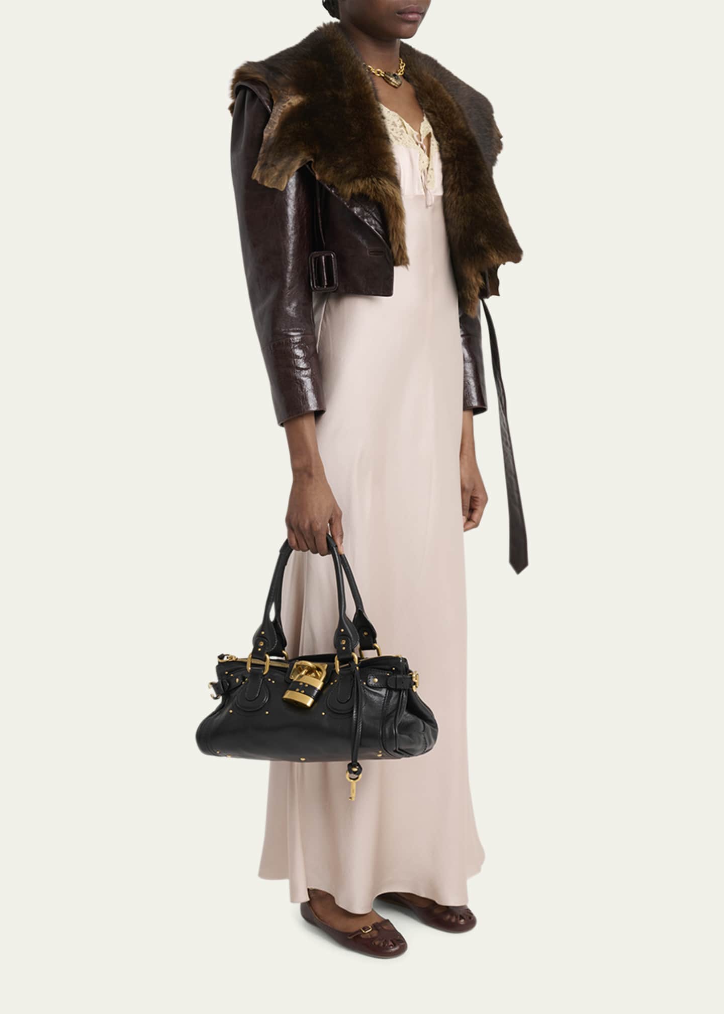 Paddington Padlock Shoulder Bag in Leather