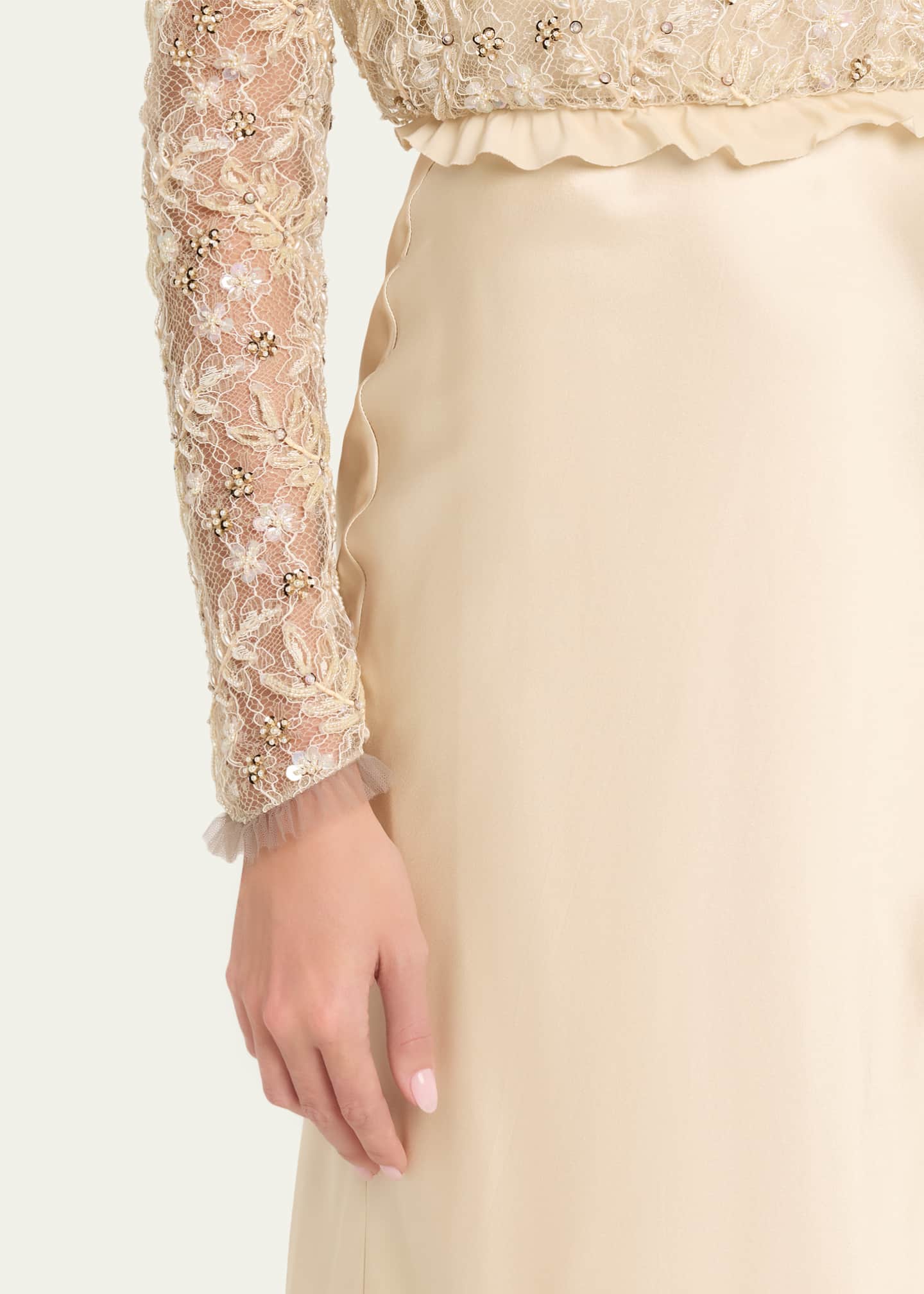 Valentino Garavani Embroidered Lace Long-Sleeve Silk Gown - Bergdorf Goodman