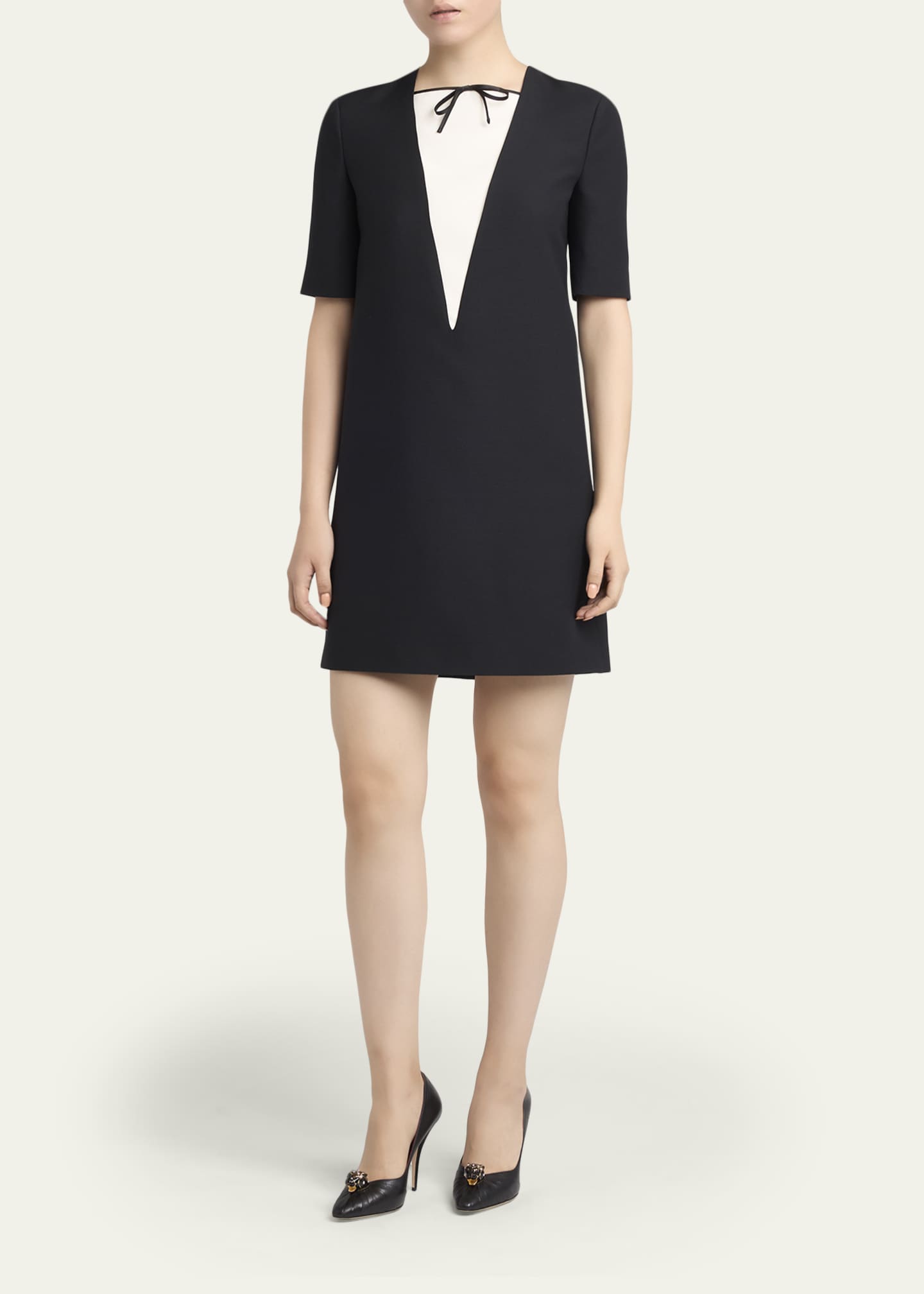 valentino garavani bow detailed waist cotton poplin mini dress Valentino, Ruffled polka-dot cotton poplin minidress, Women, Black, L, Dresses