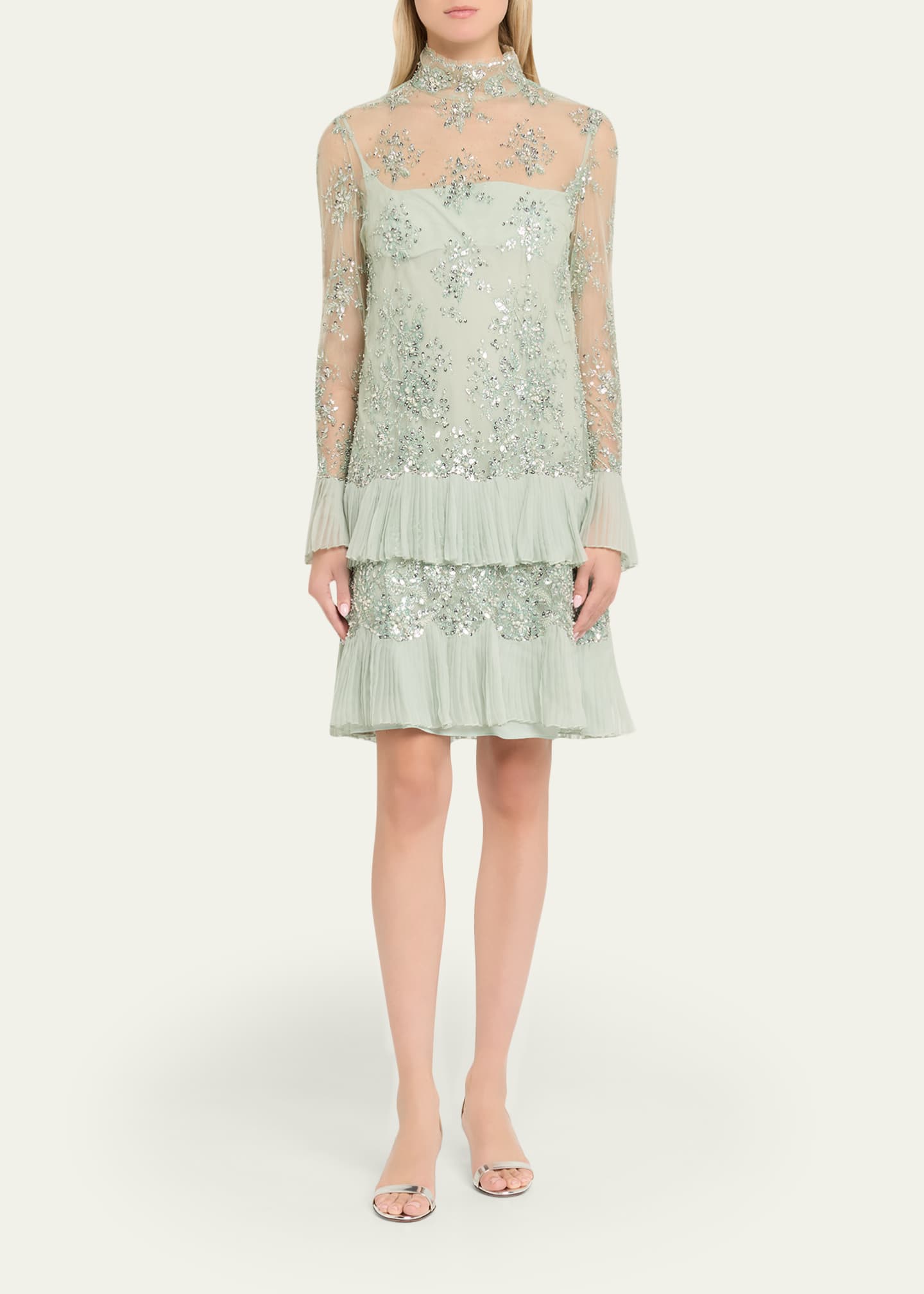 valentino rainbow crystal embellished short sleeve dress Sequin Mini Valentino Garavanis dress is made from rich chocolate wool and silk Valentino Garavani crystal-embellished Crepe Mini