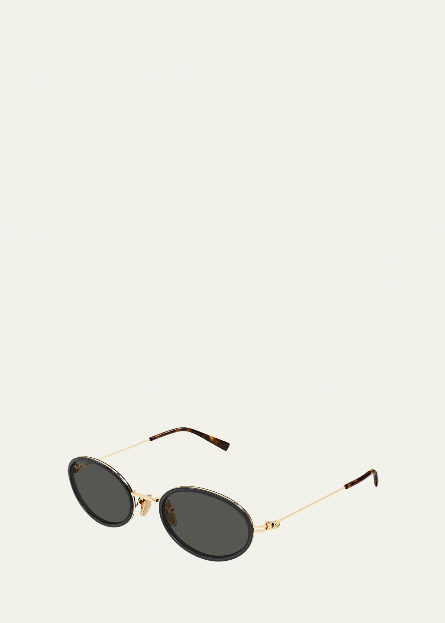 Gucci Emblem 52mm Acetate & Metal Oval Sunglasses - Bergdorf Goodman