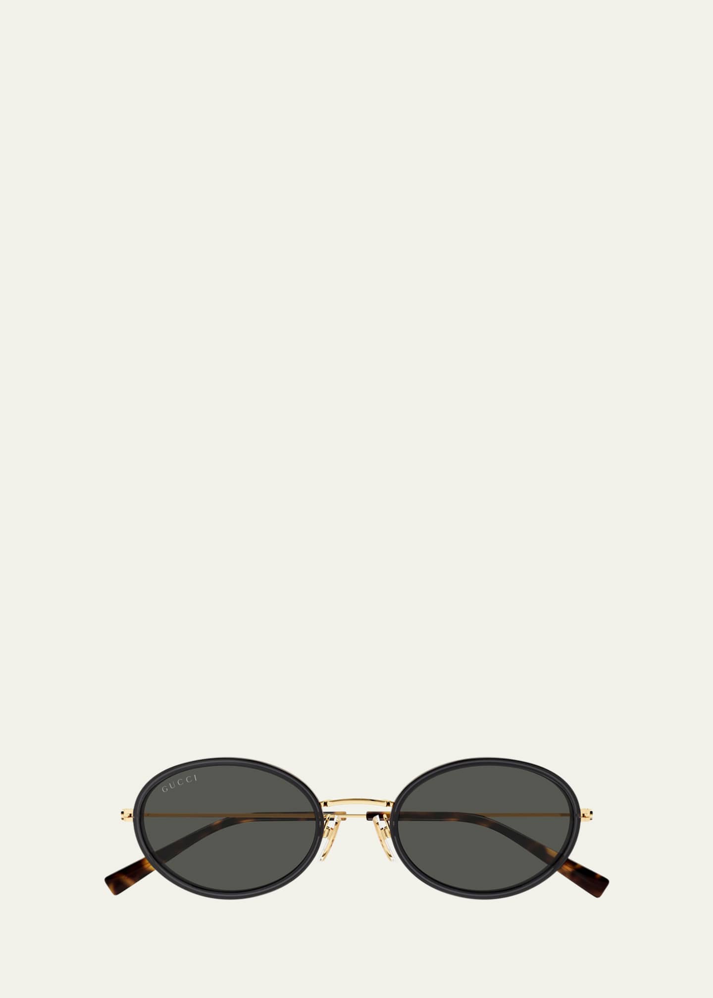 Gucci Emblem 52mm Acetate & Metal Oval Sunglasses - Bergdorf Goodman