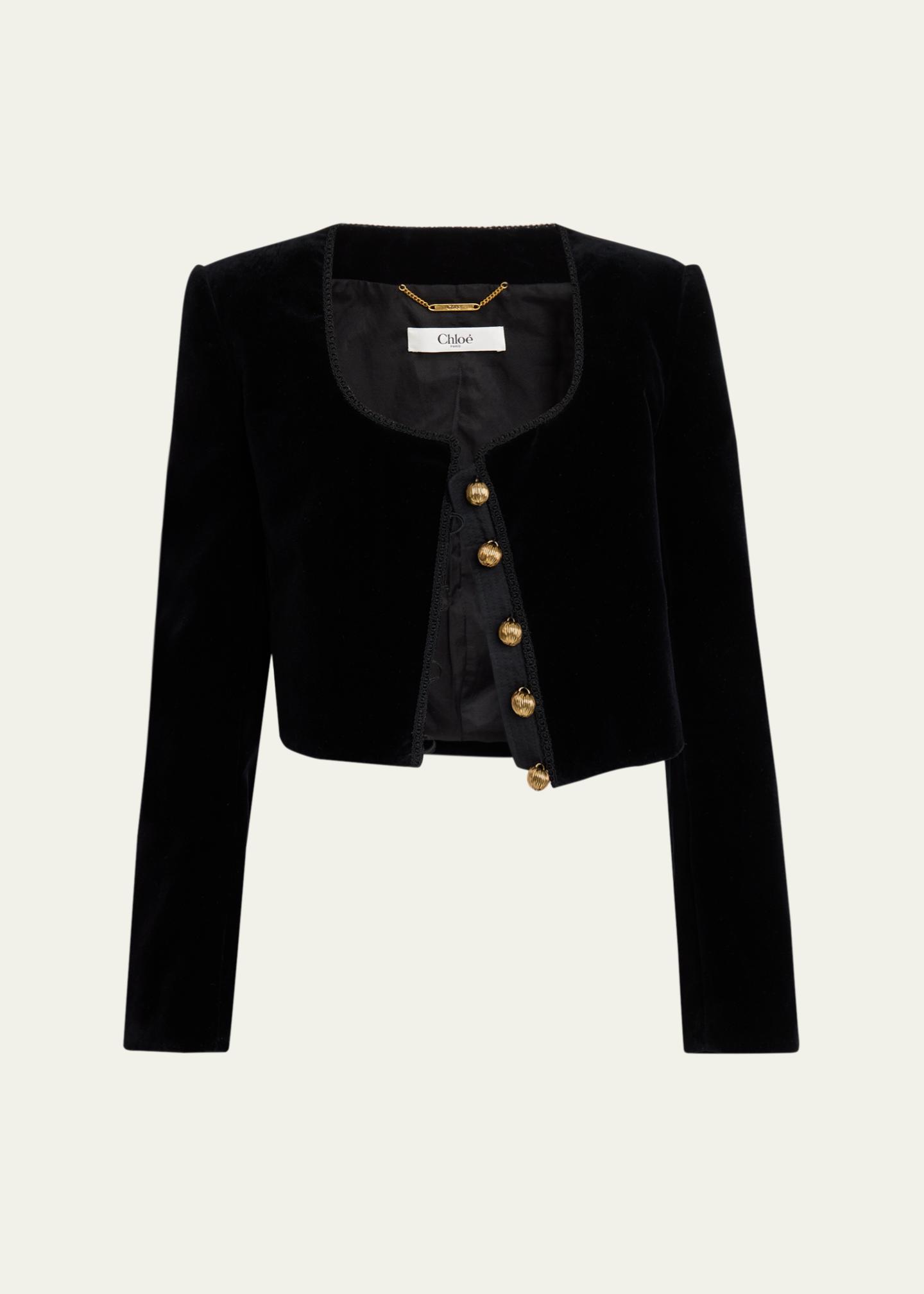 Chloe Velvet Cropped Top Coat - Bergdorf Goodman