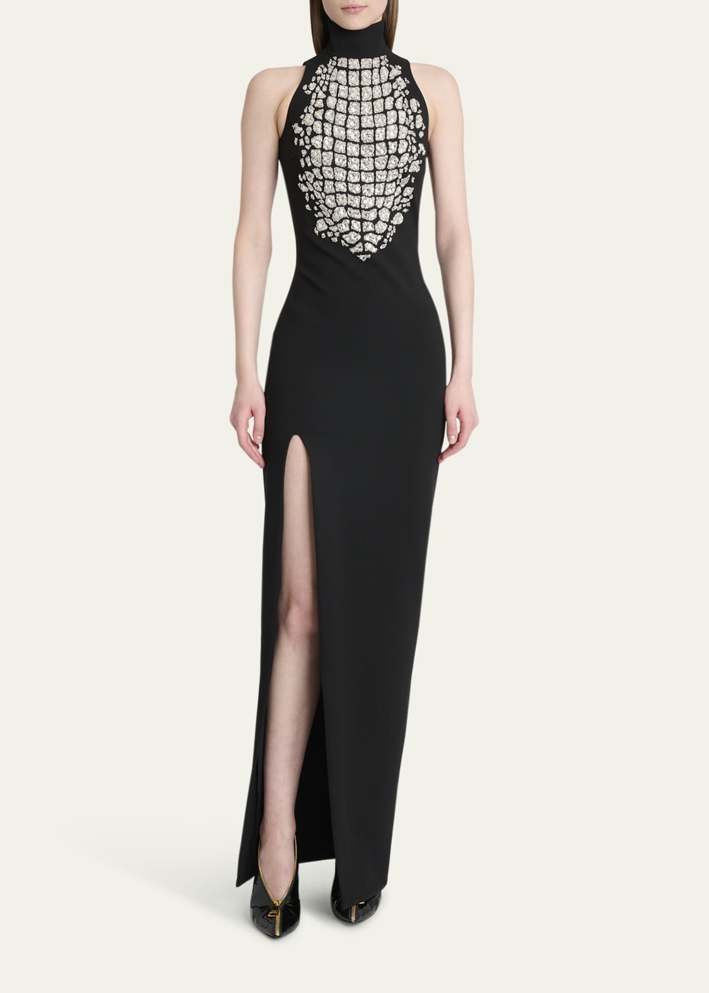 sachin and babi light blue dress Elegant Black And White Long Mermaid Evening Dress With Split Front -  $87.48 #S1747