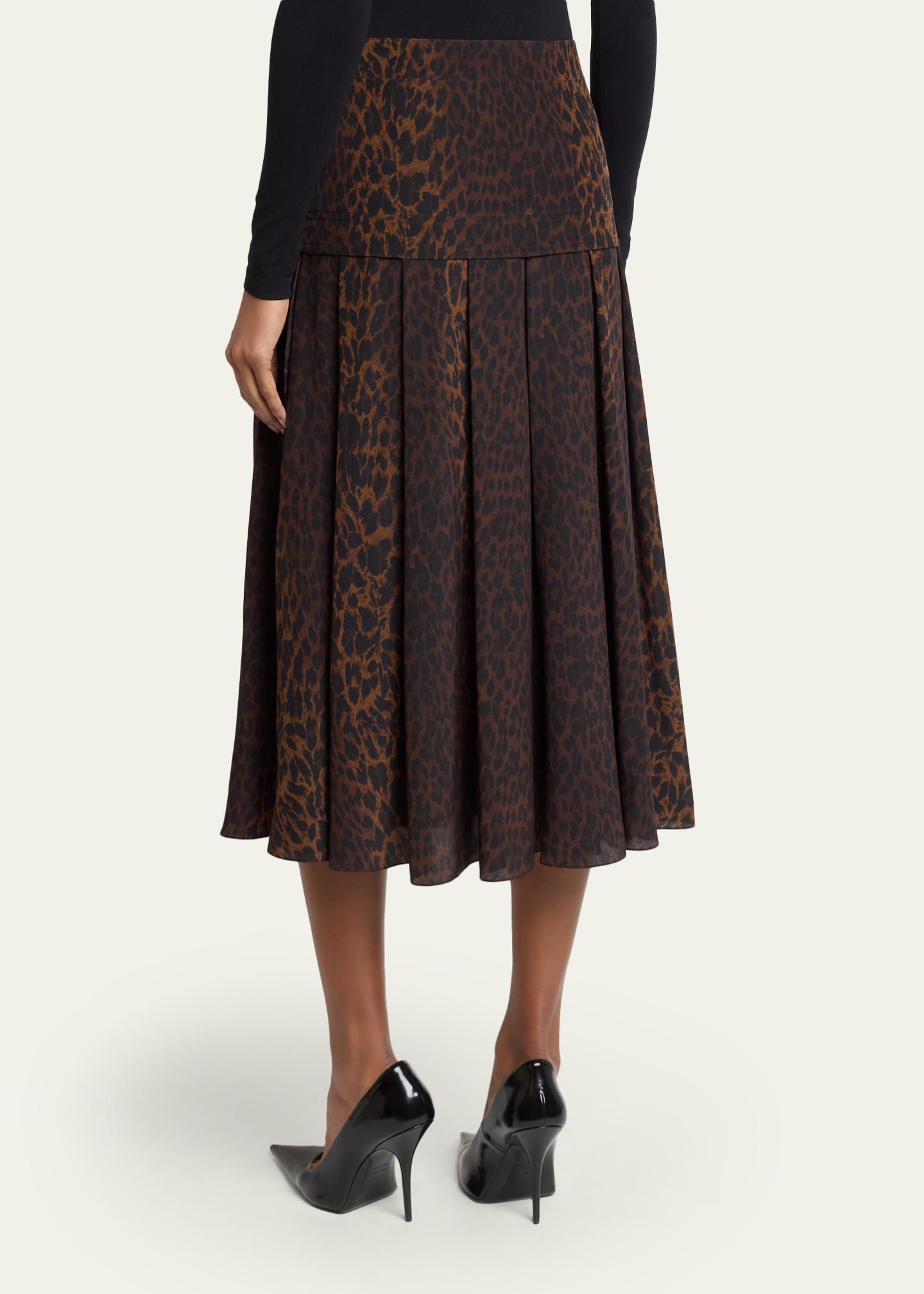 新品 Balenciaga Silk バレンシアガ ひざ丈シルクフレアスカート Balenciaga Leopard-Print Silk Godet Midi Skirt - Bergdorf Goodman