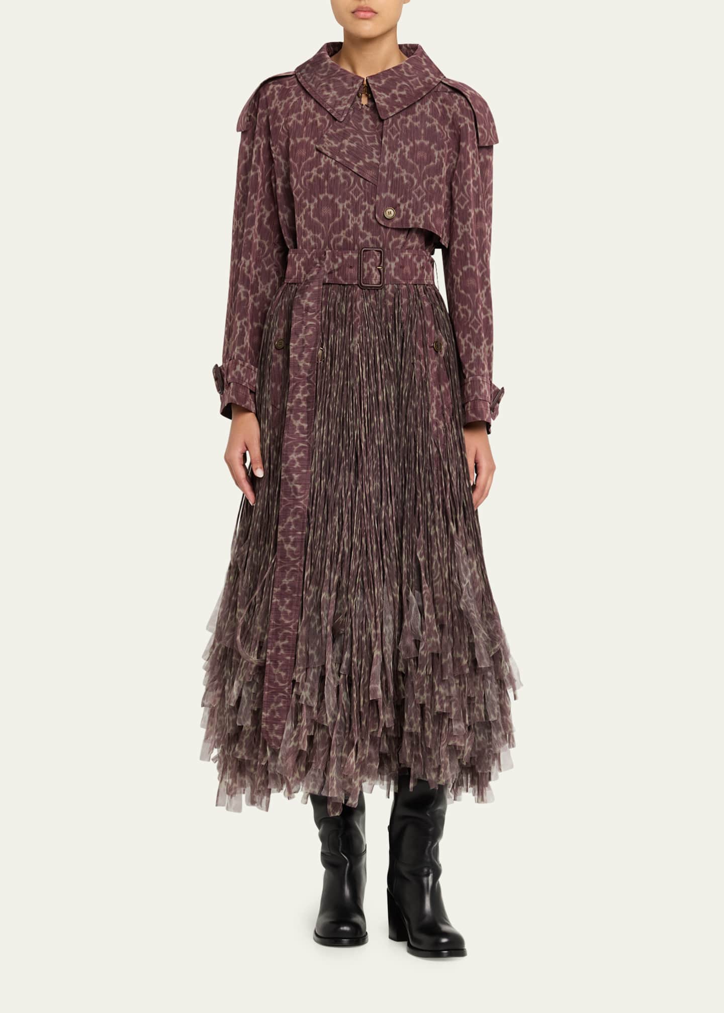 Burberry Fitzrovia Baroque Fringe Long Trench Coat - Bergdorf Goodman