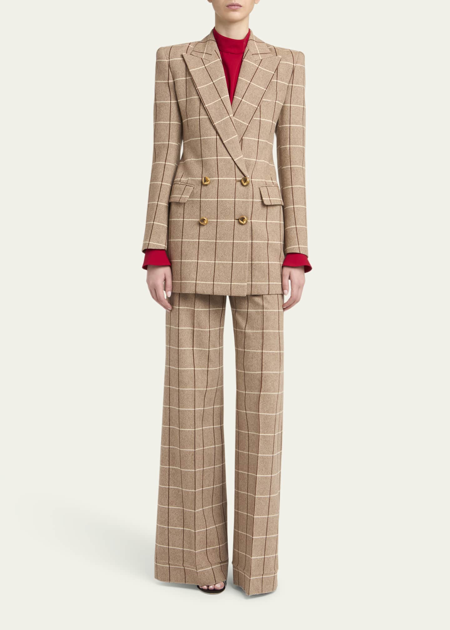 Valentino Garavani Check Wool Double-Breasted Blazer Jacket