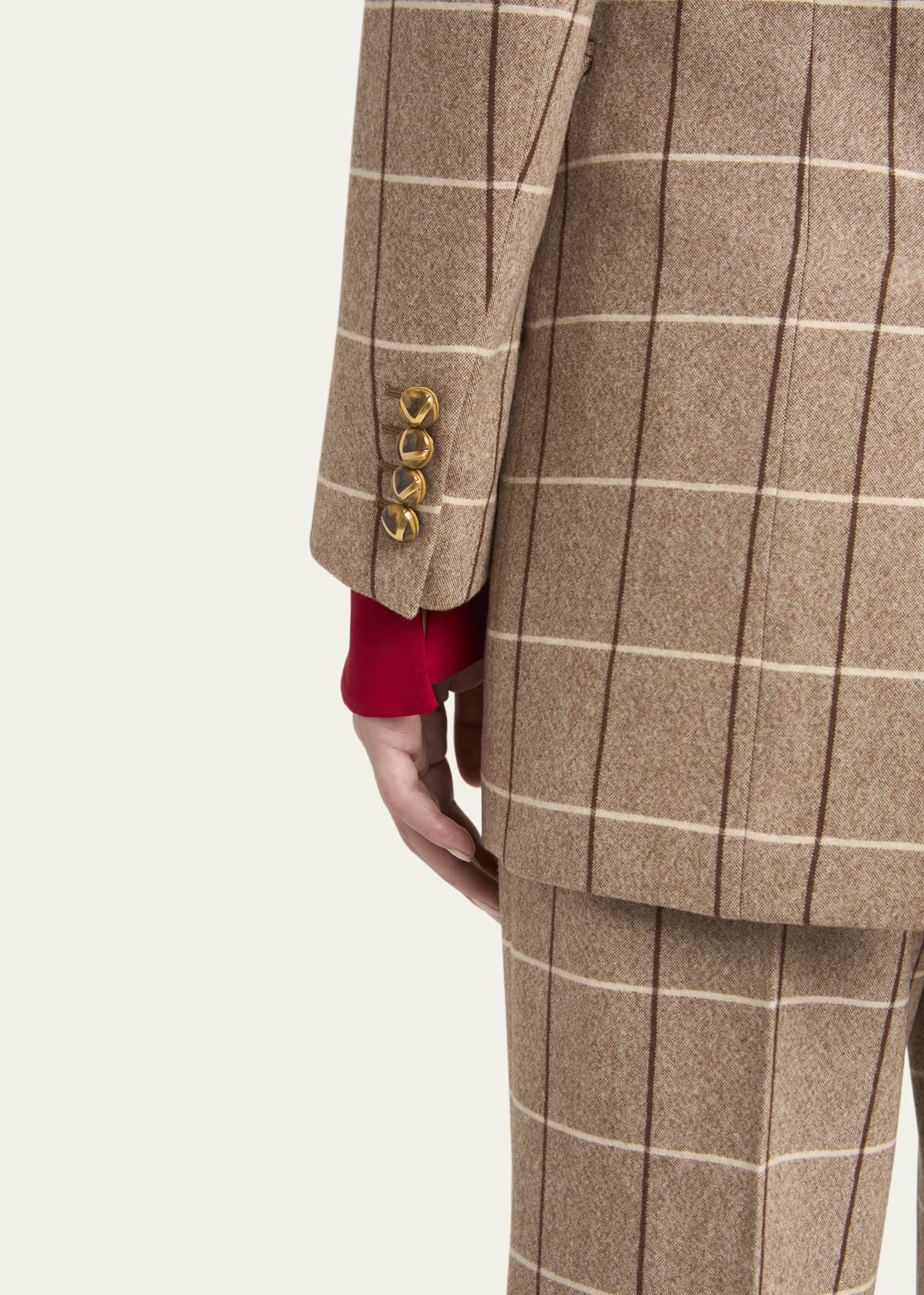 Valentino Garavani Check Wool Double-Breasted Blazer Jacket