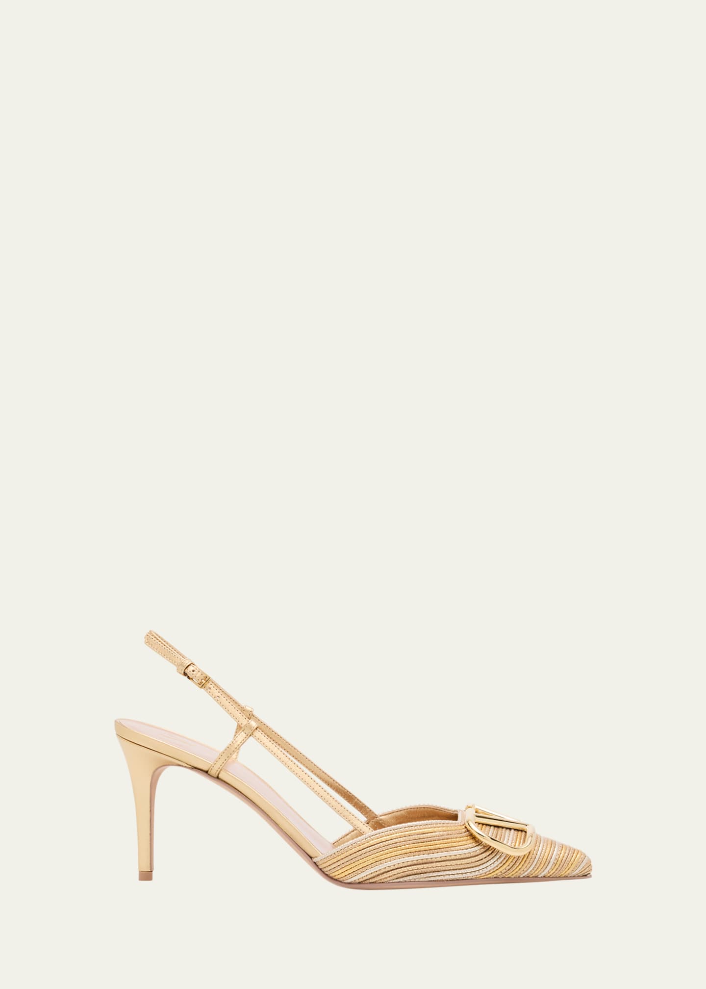 Valentino Garavani 80mm VLogo Signature Metallic Slingback Pumps