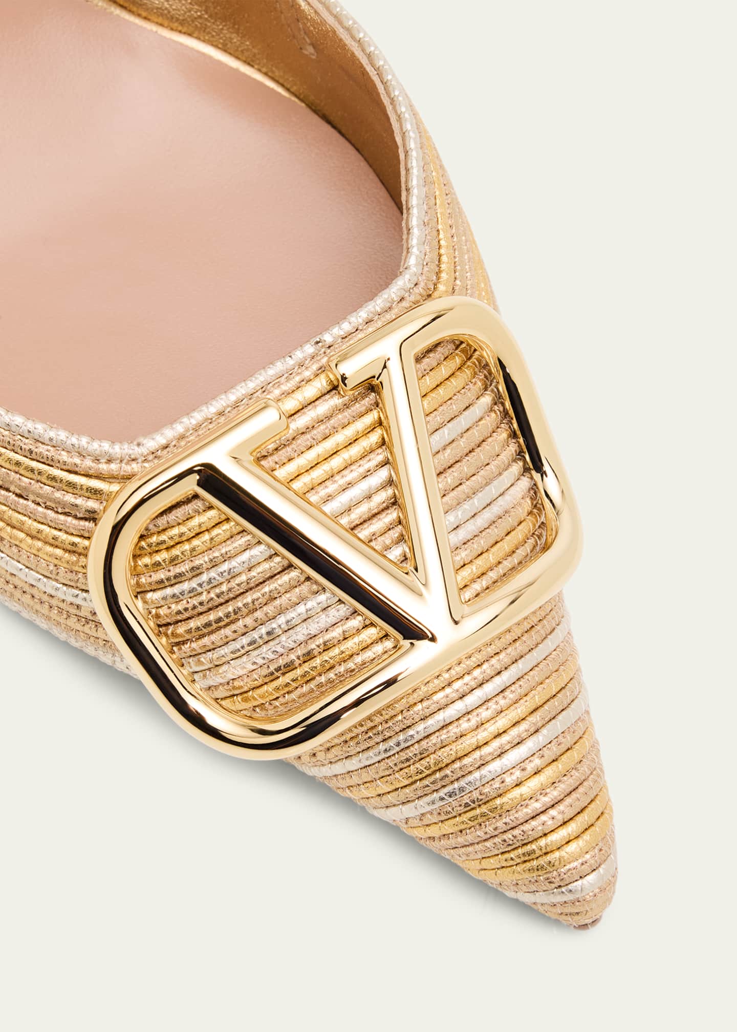 Valentino Garavani 80mm VLogo Signature Metallic Slingback Pumps