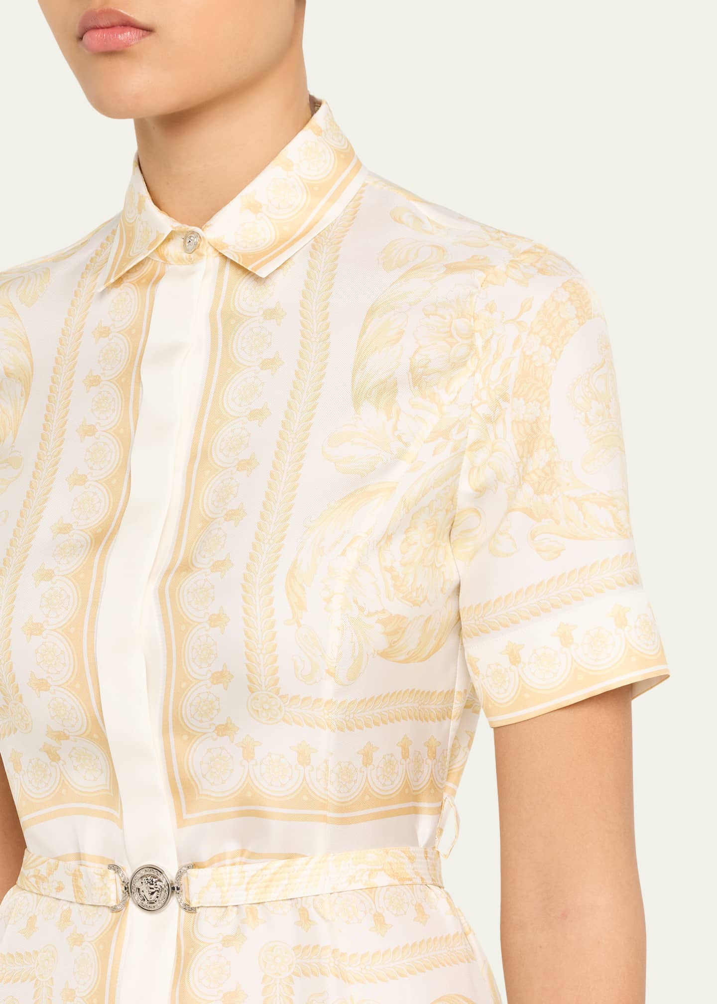 Versace Women's Barocco Foulard Silk Dress - Yellow - Size 38 IT/2 US - Washed Out Gold
