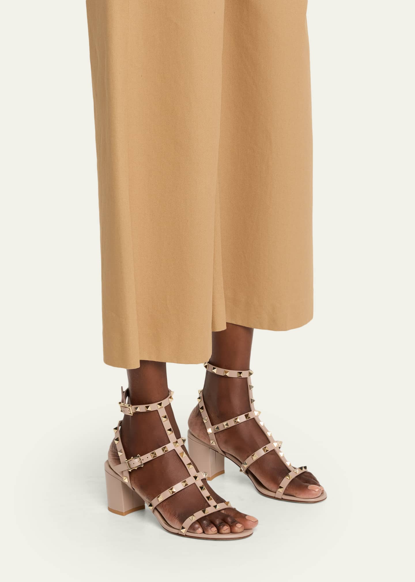 Valentino Garavani 60mm Rockstud Leather City Sandals - Bergdorf