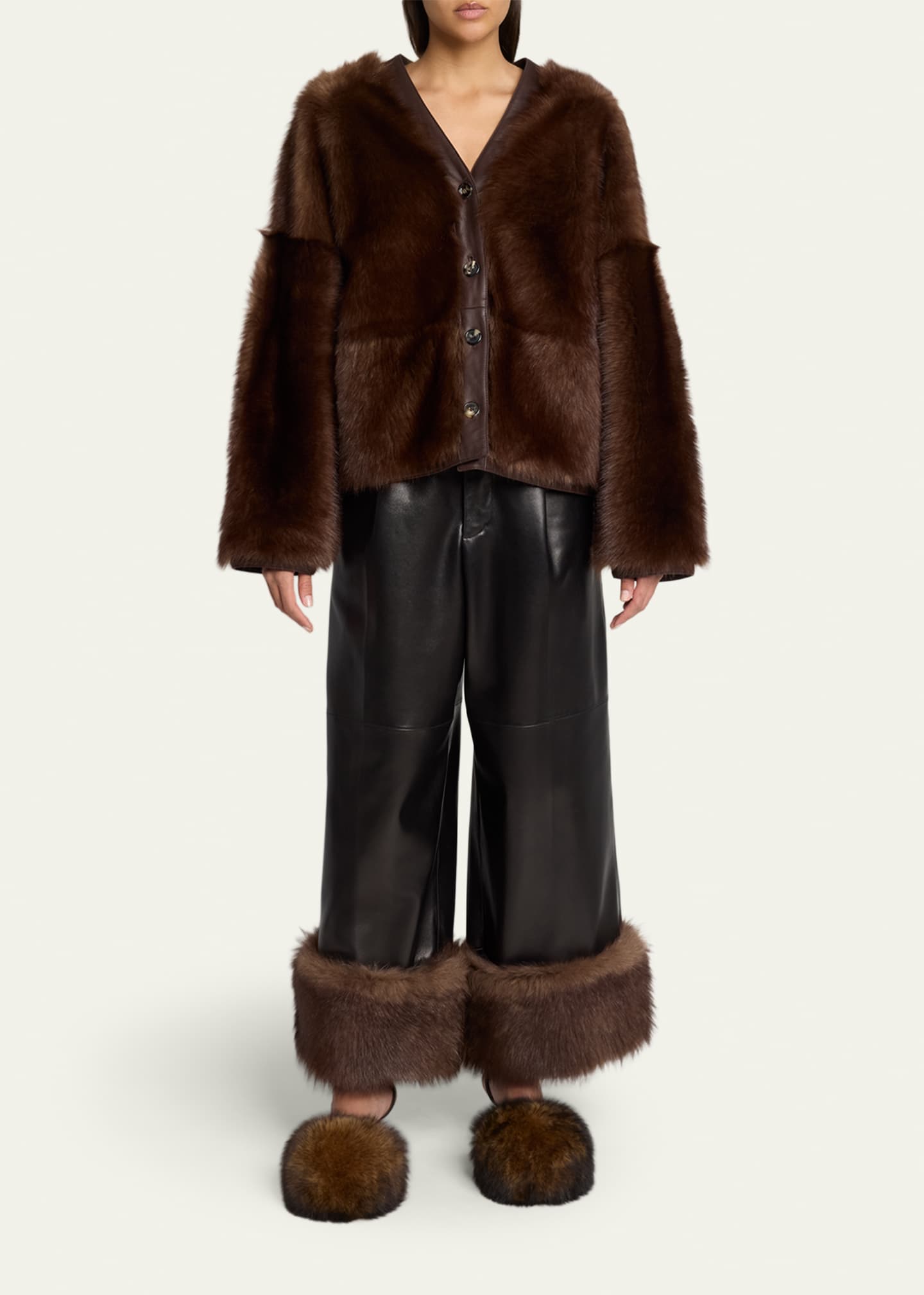 Lamb Shearling V-Neck Cardigan