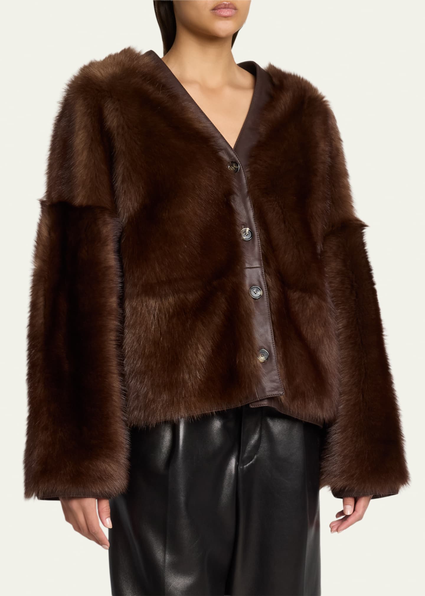 Lamb Shearling V-Neck Cardigan
