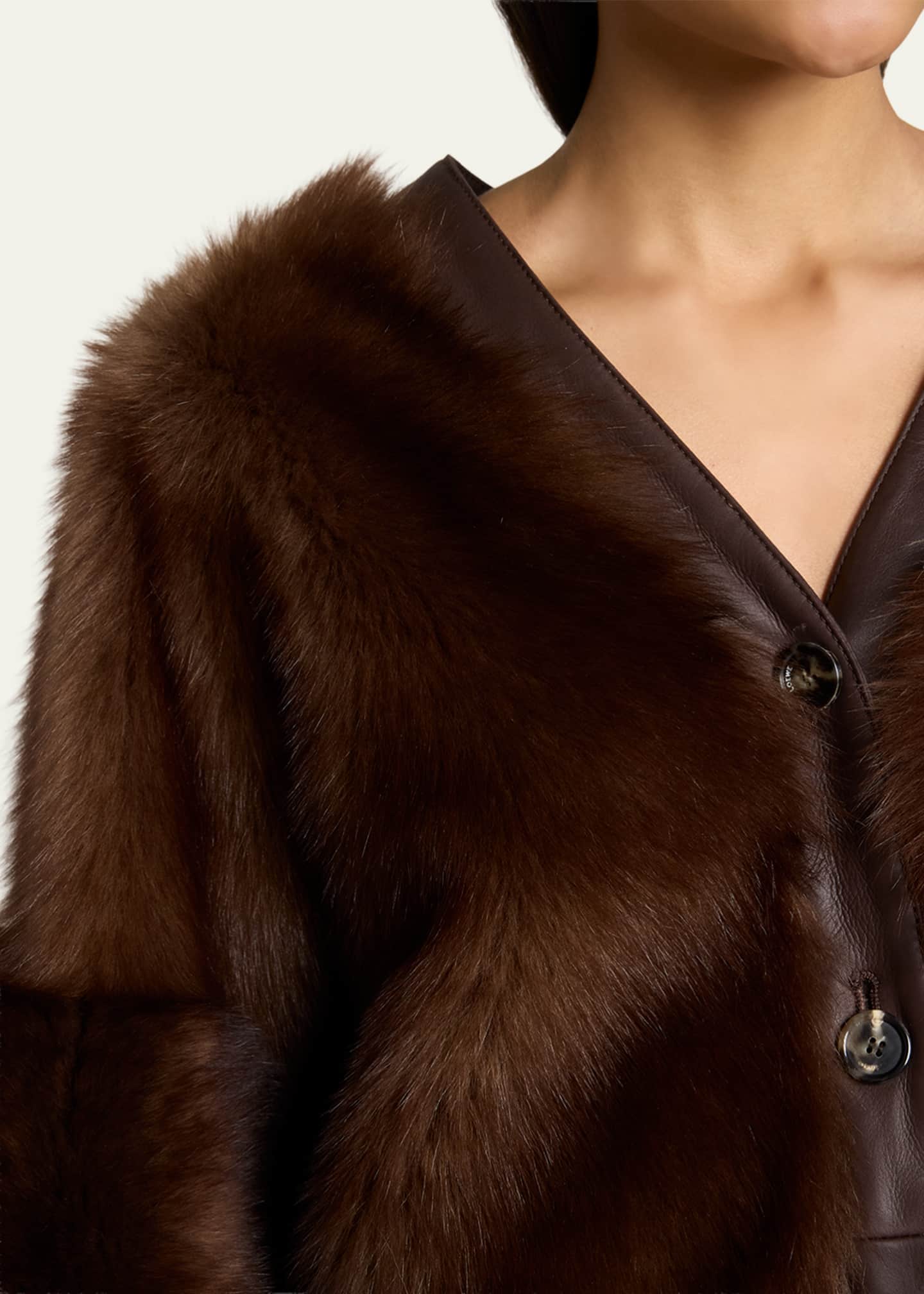 Lamb Shearling V-Neck Cardigan