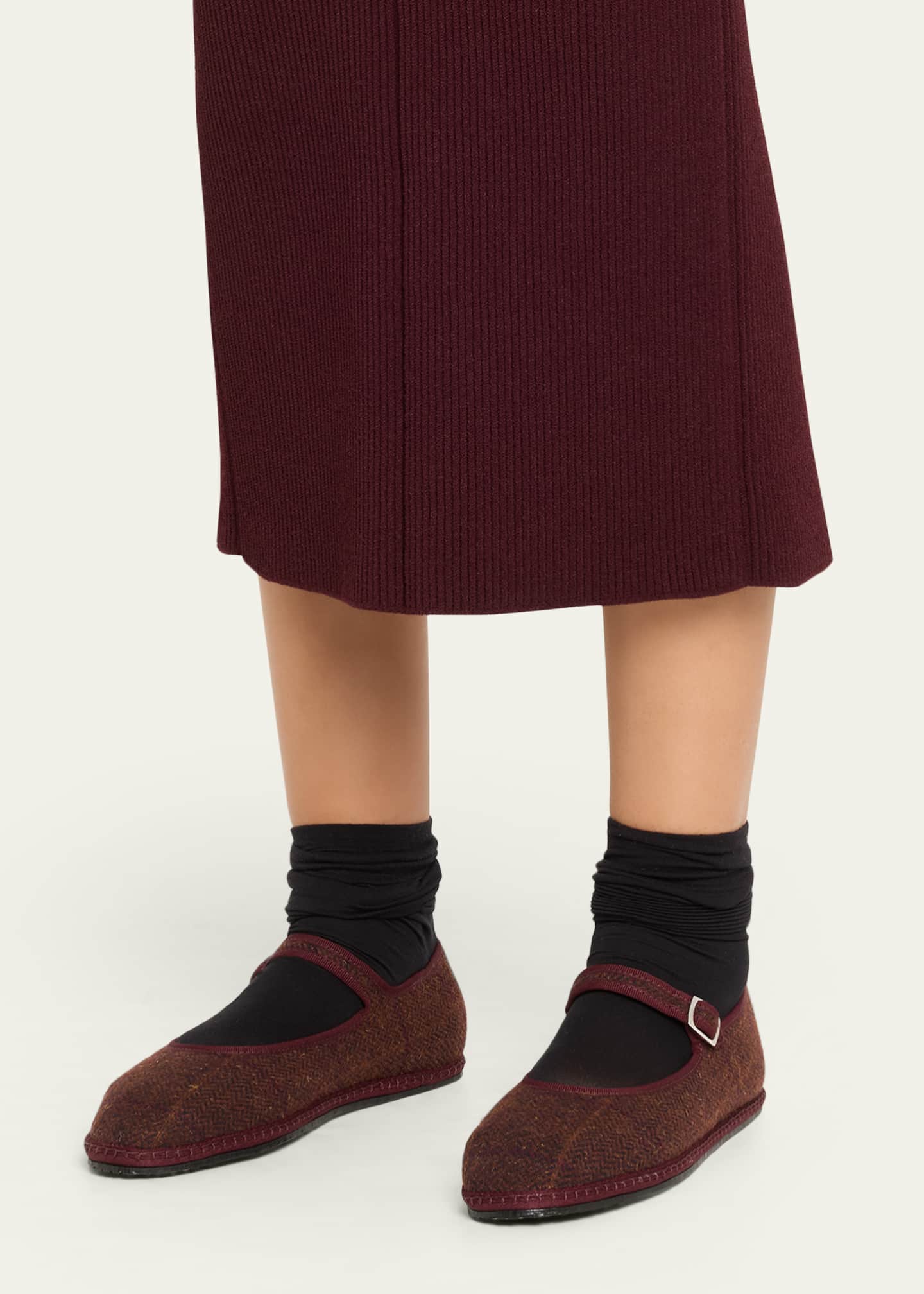 Mary Jane Wool-Blend Flats